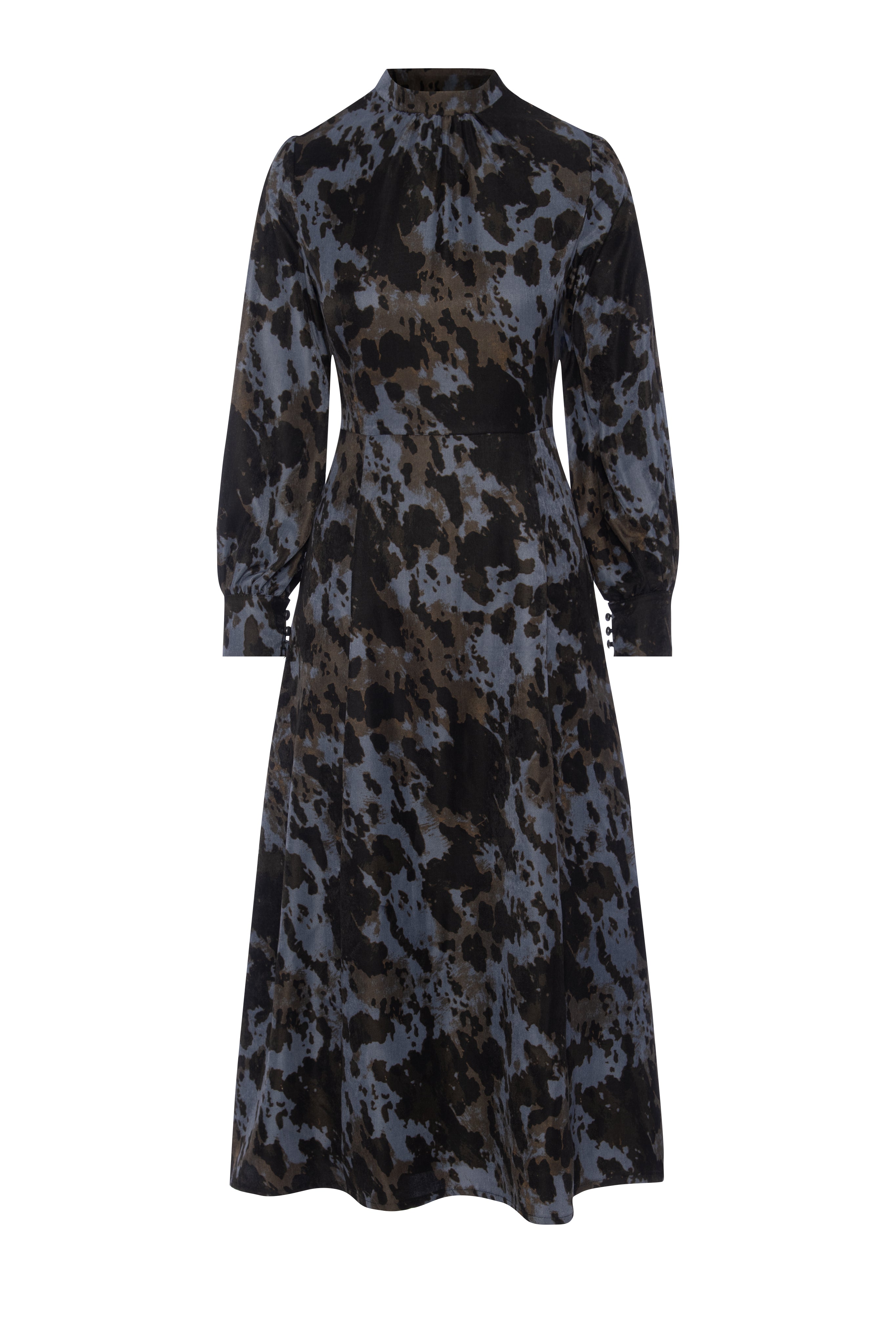 Camo Printed Dress in Black Blue Green by Caitlin