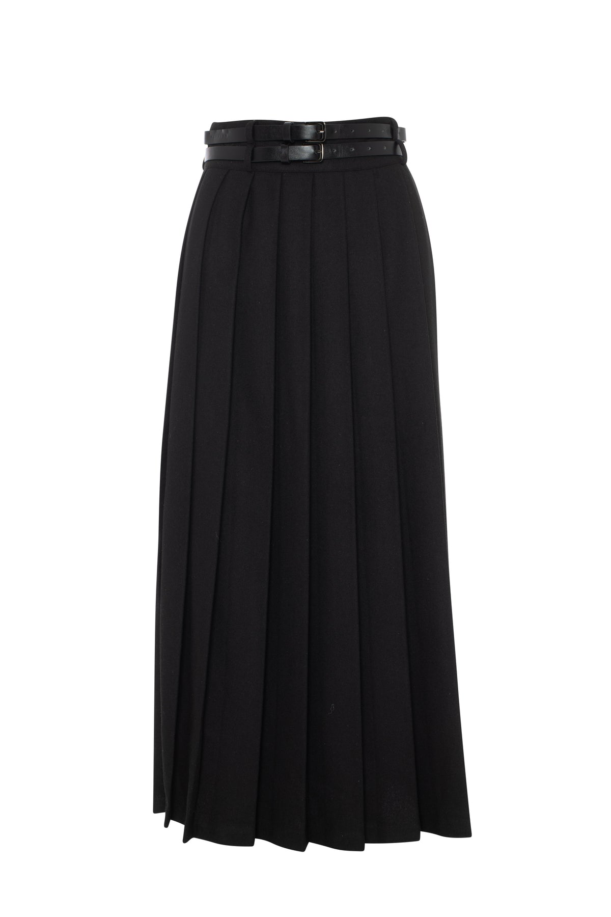 Double Belted Pleated Skirt in by Moss