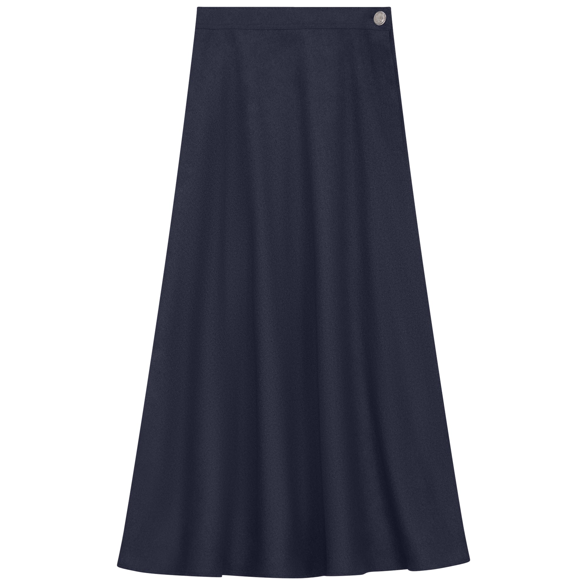 Side Button Paneled Skirt in Navy by NYC Factory