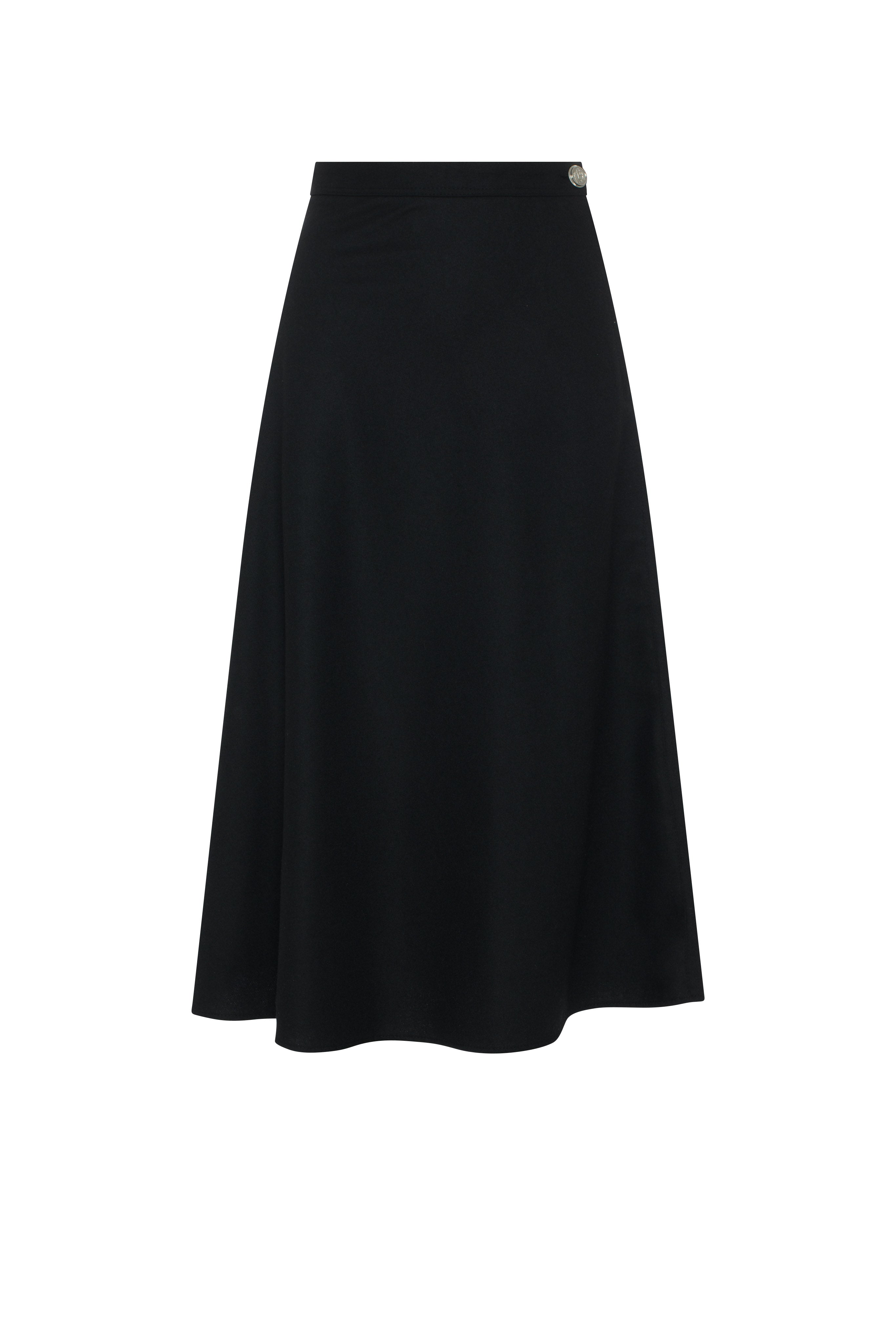 Side Button Paneled Skirt in Black by NYC Factory
