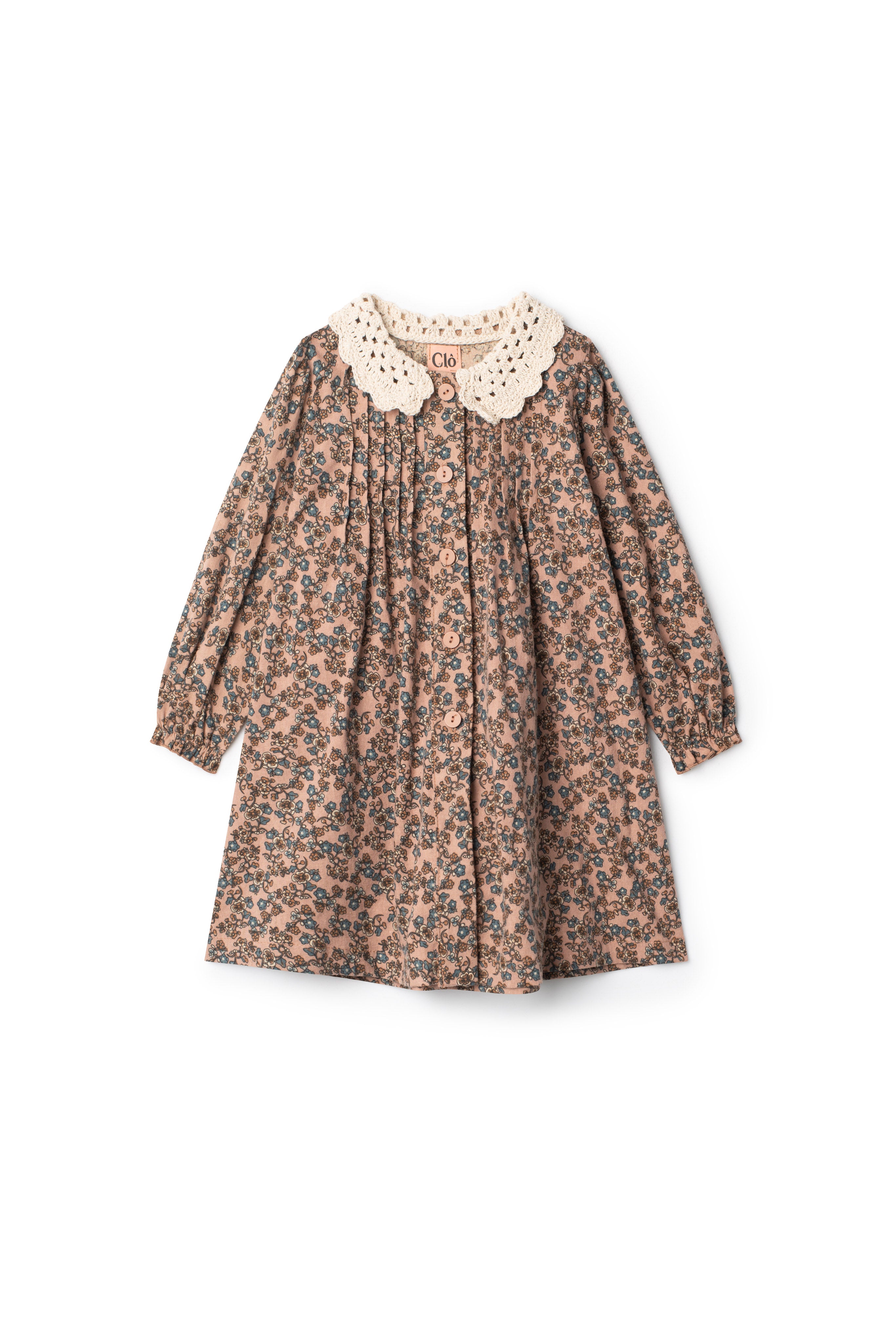 Printed Crochet Collar Dress