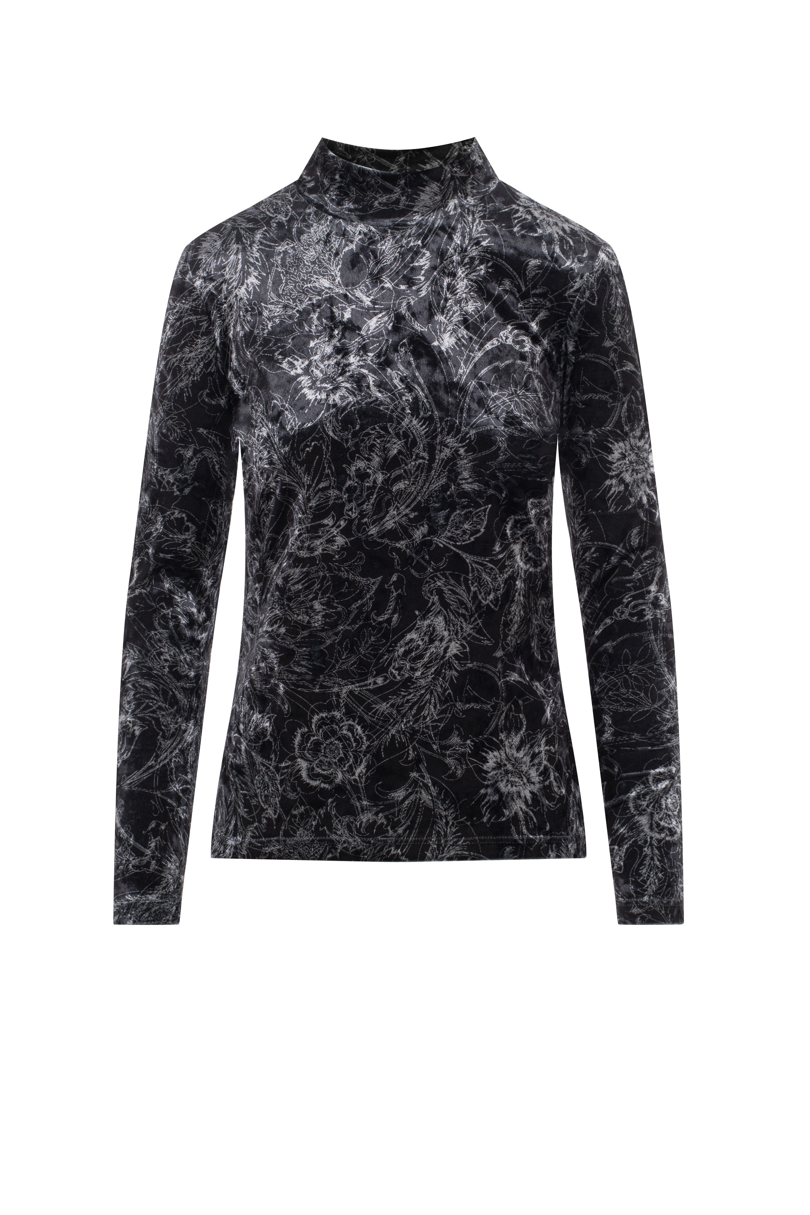 Printed Mock Neck Top in Black by Ginger