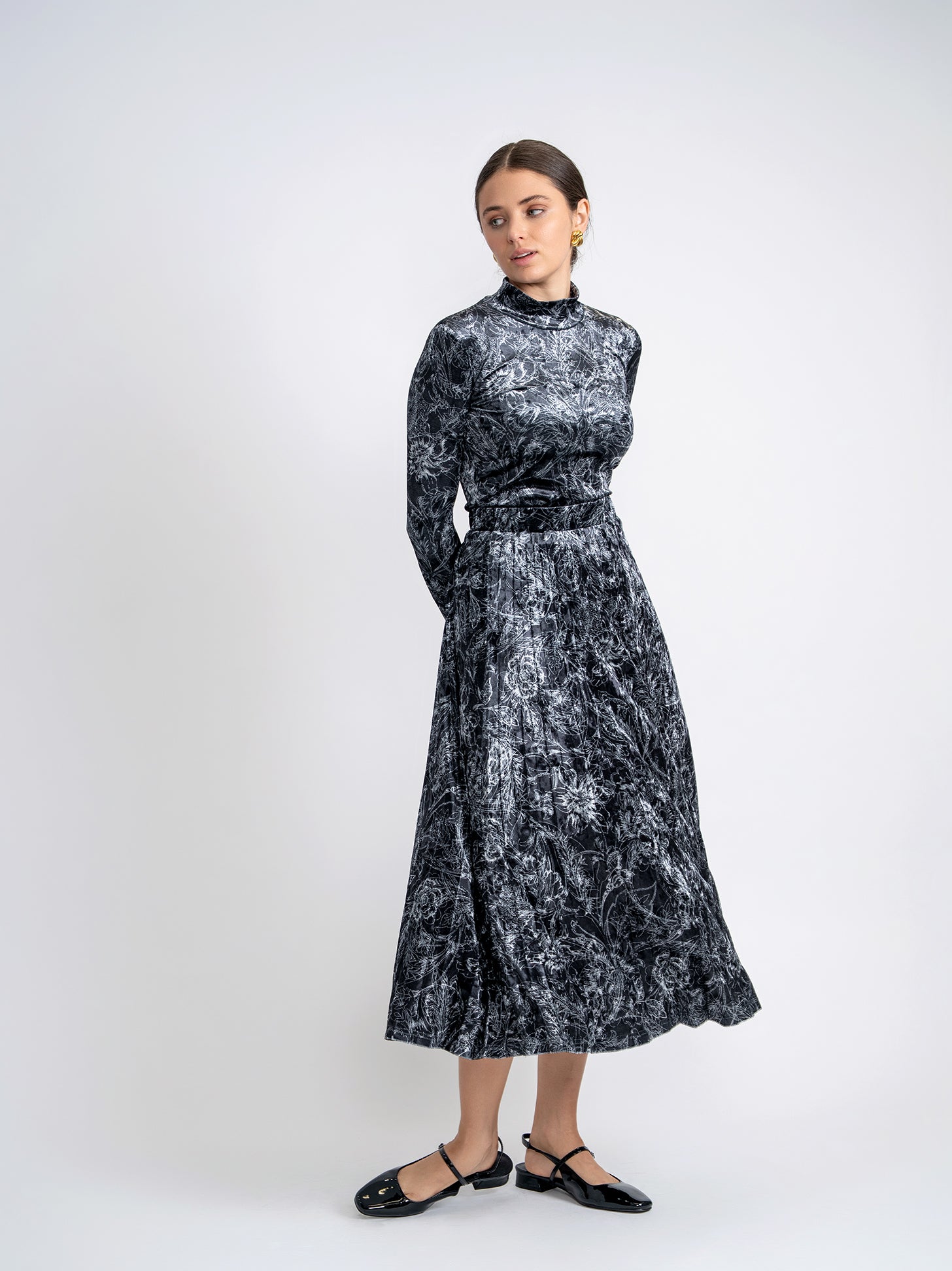 Printed Mock Neck Top in by Ginger