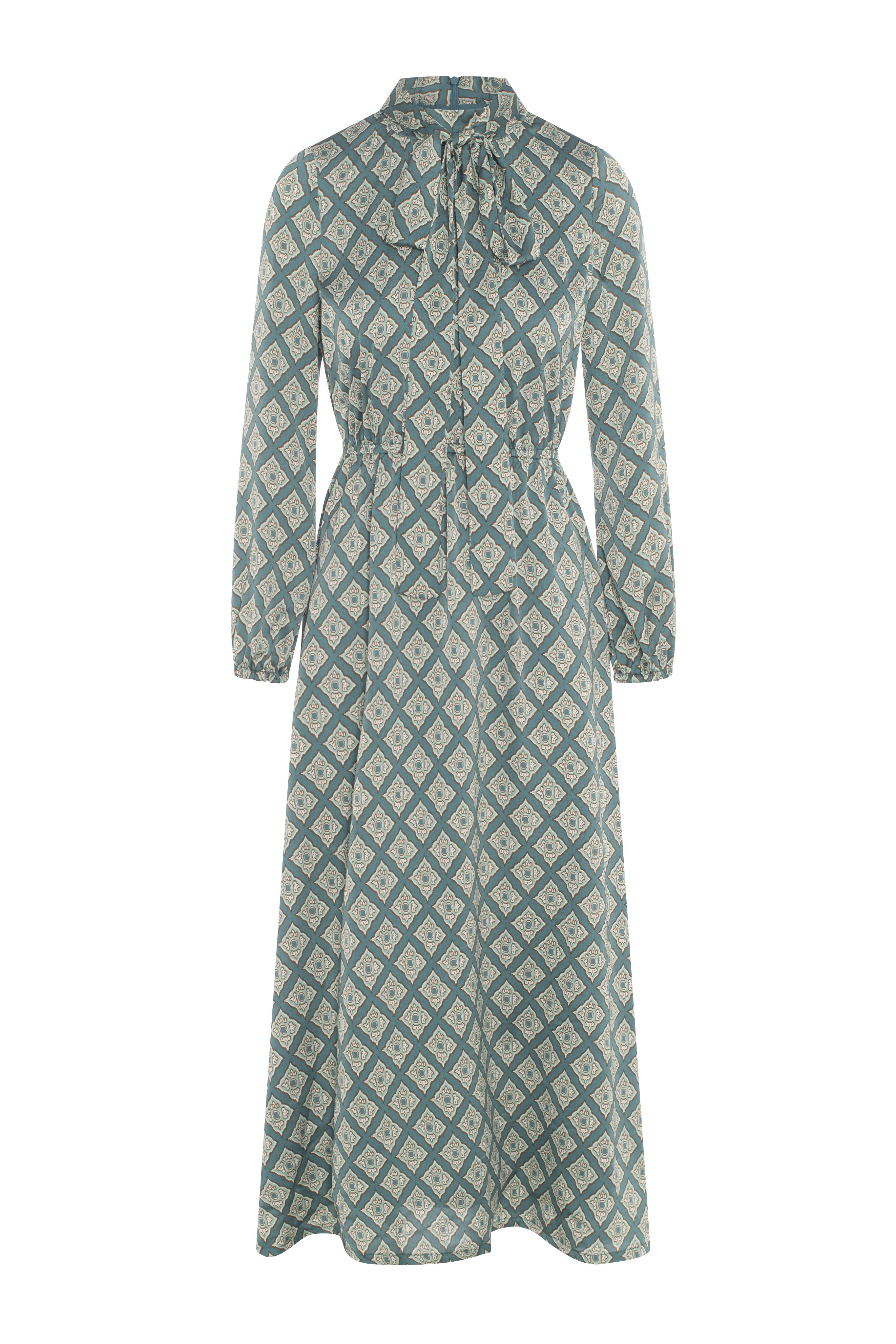 Printed Bow Dress in Blue Print by Note