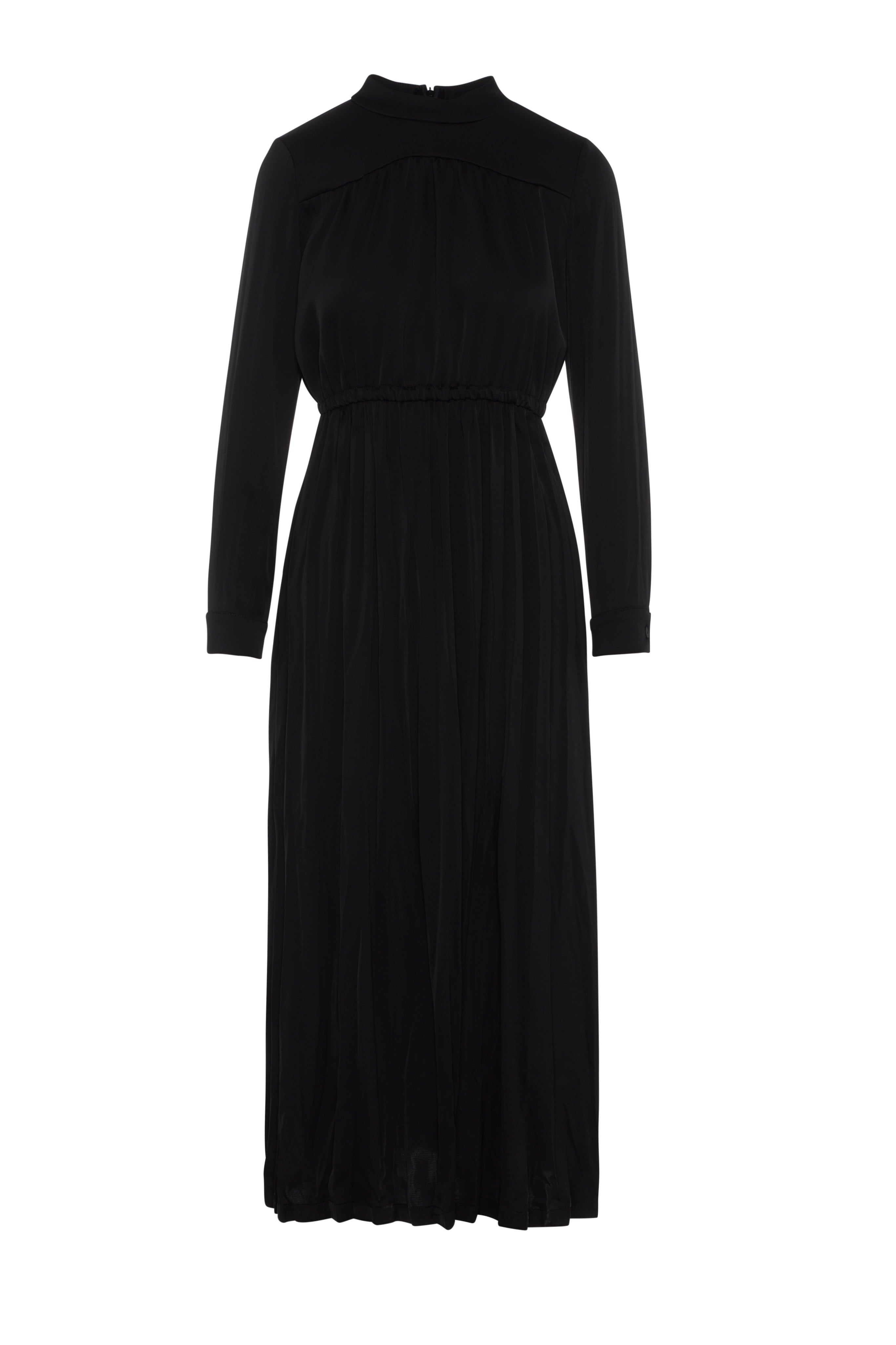 Pleated Mock Neck Dress in Black by Note