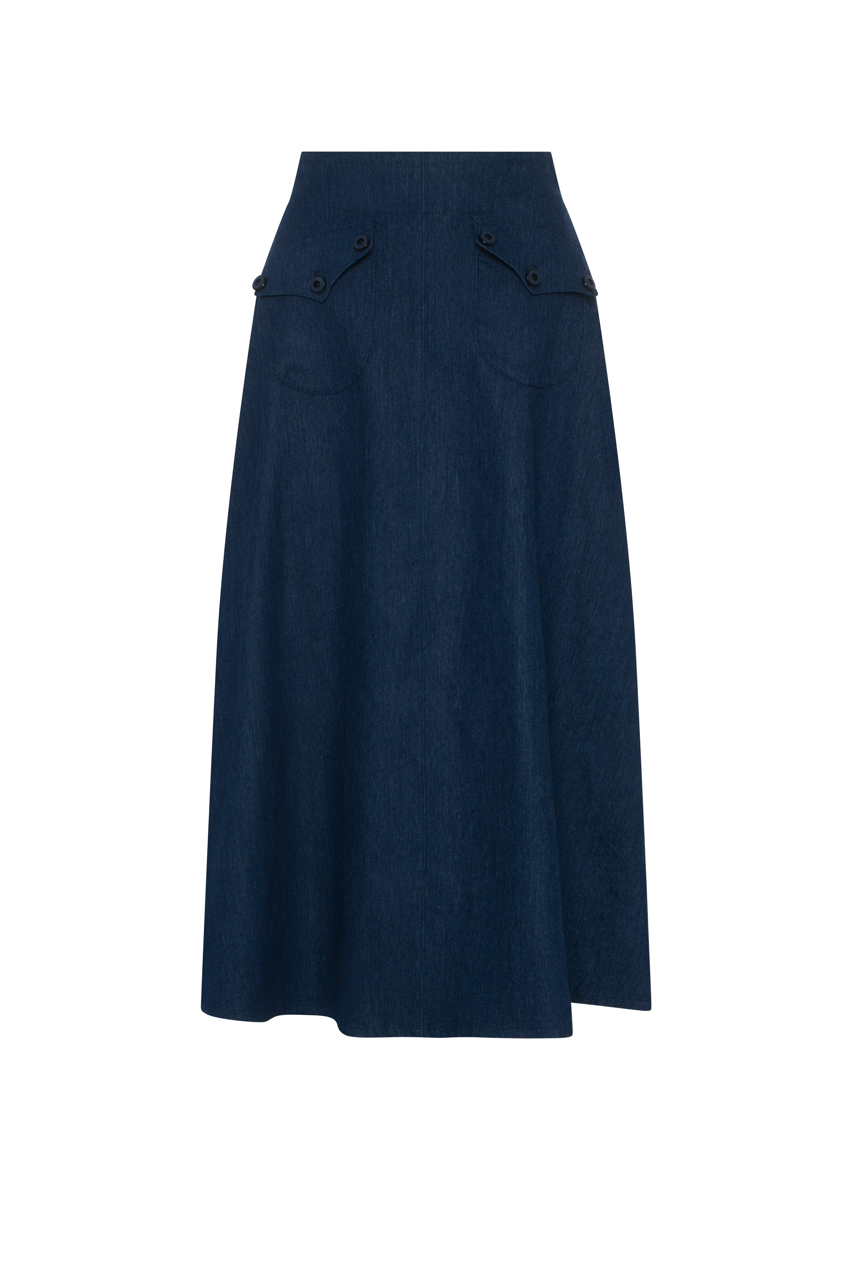 Pocket Denim Skirt in Dark Denim by NOX-NY