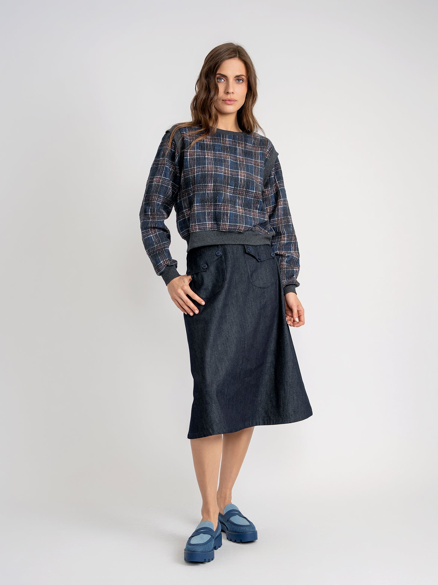 Pocket Denim Skirt in by NOX-NY