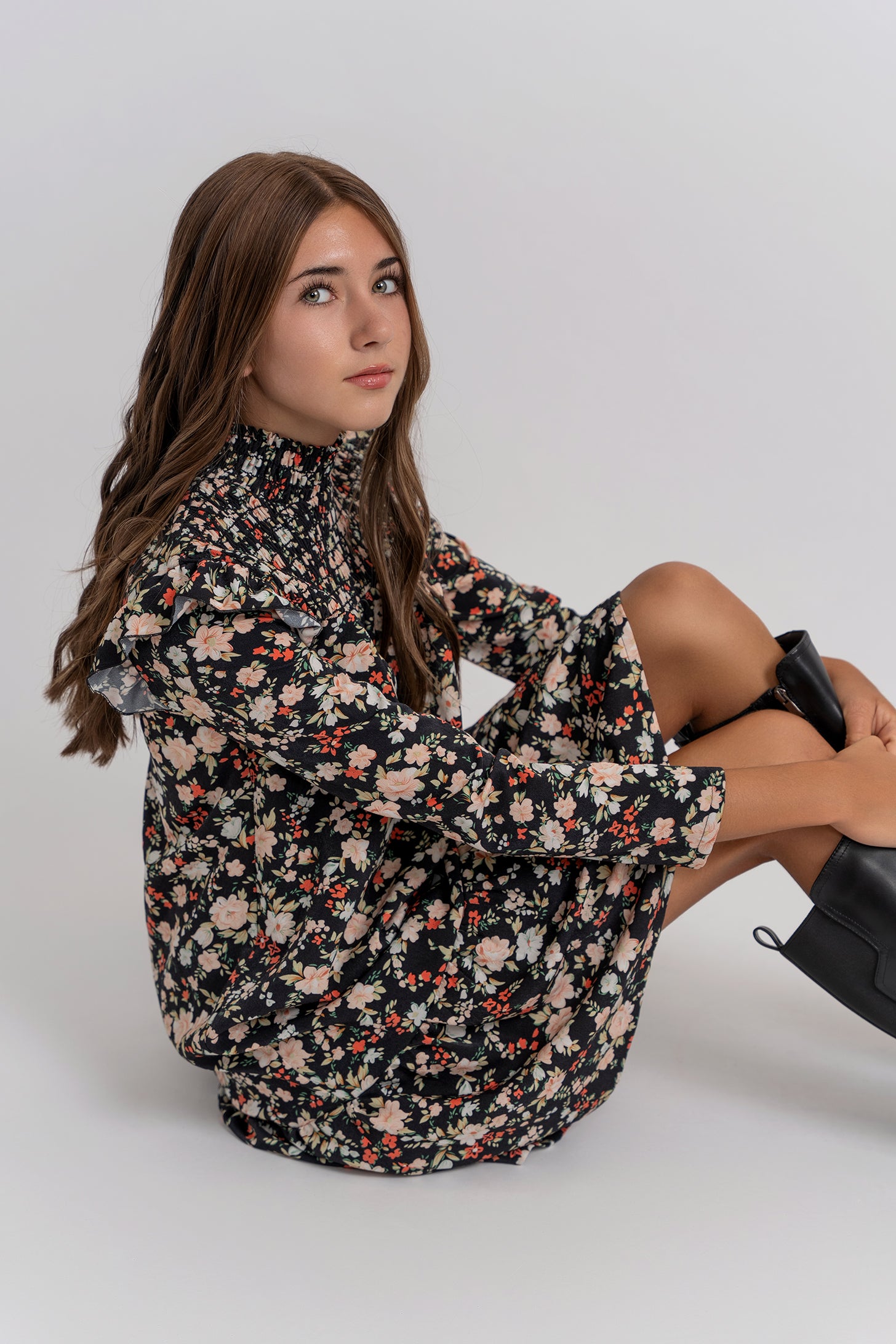 Floral Smocked Neck Dress in by Imagine