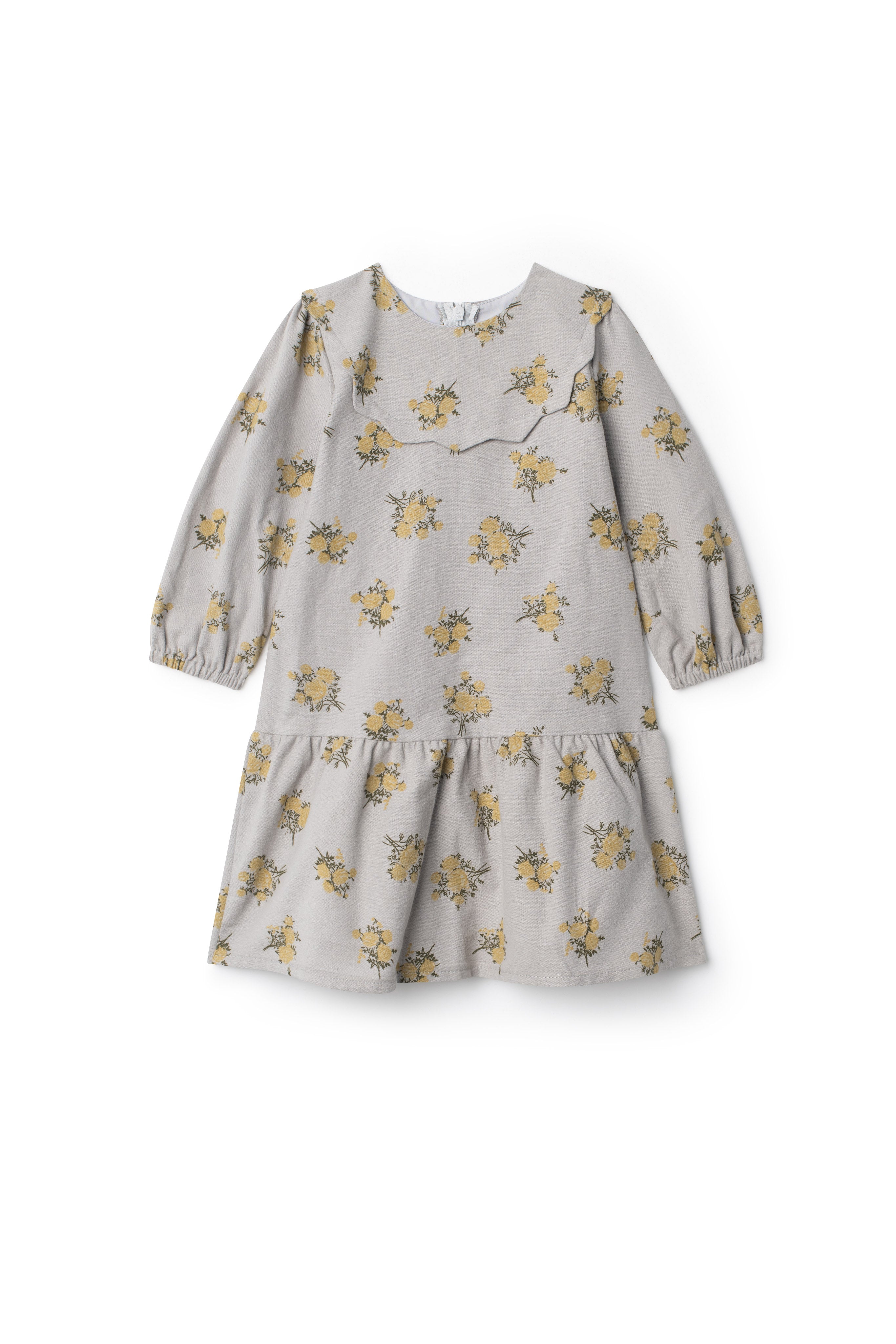 Printed Woven Dress in Grey Yellow by Posie & Pistachio