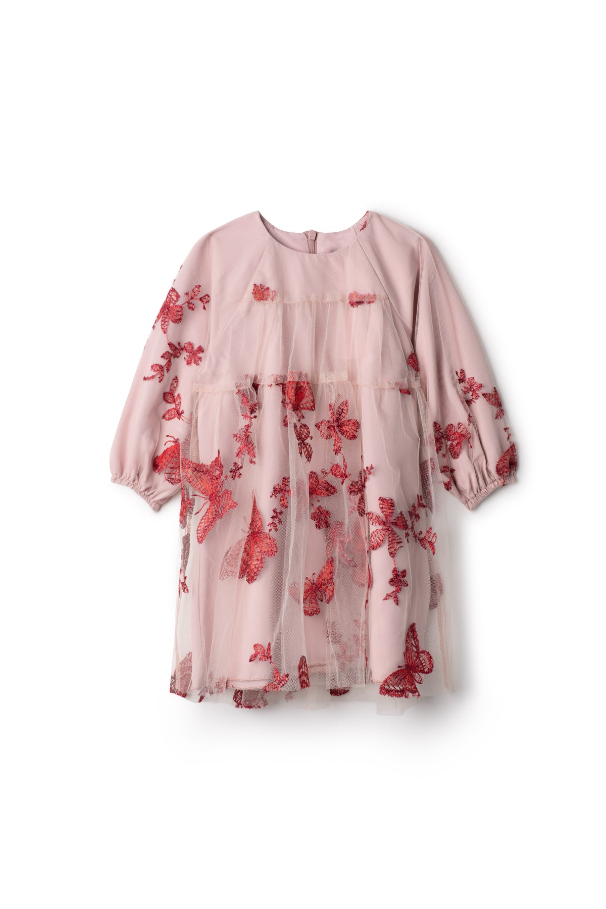 Printed Tiered Dress in Burgundy Butterfly by Posie & Pistachio