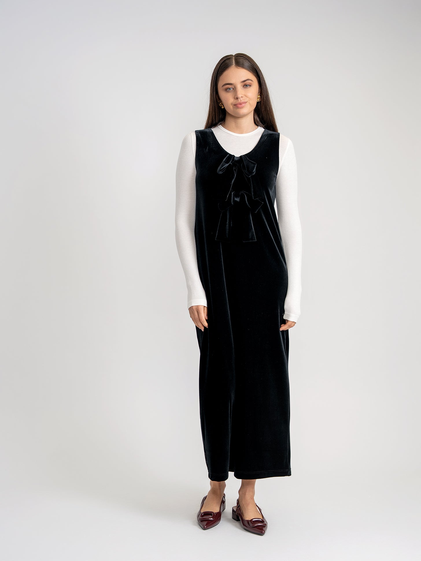 Bow Velour Jumper in by Noni