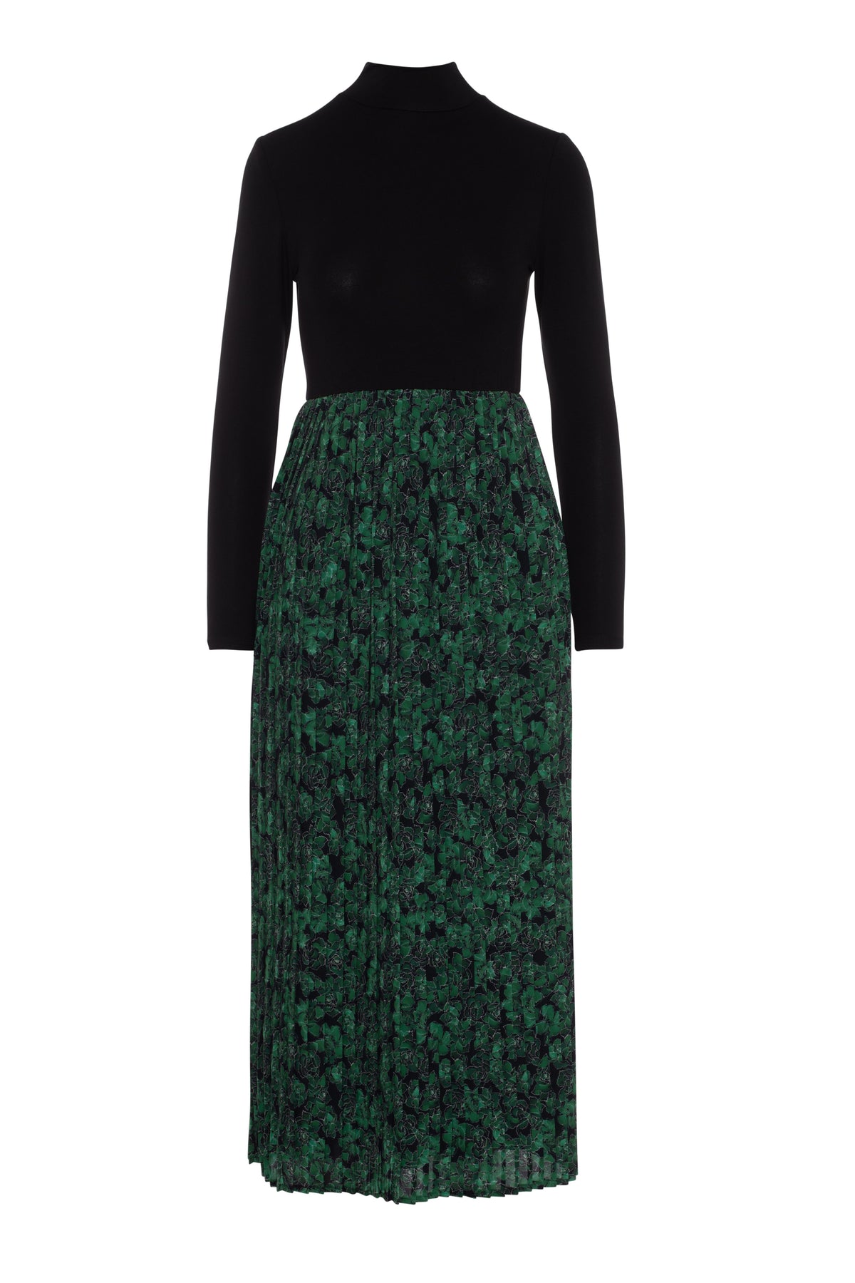 Harmony Pleated Dress in GREEN FLORAL by Noni