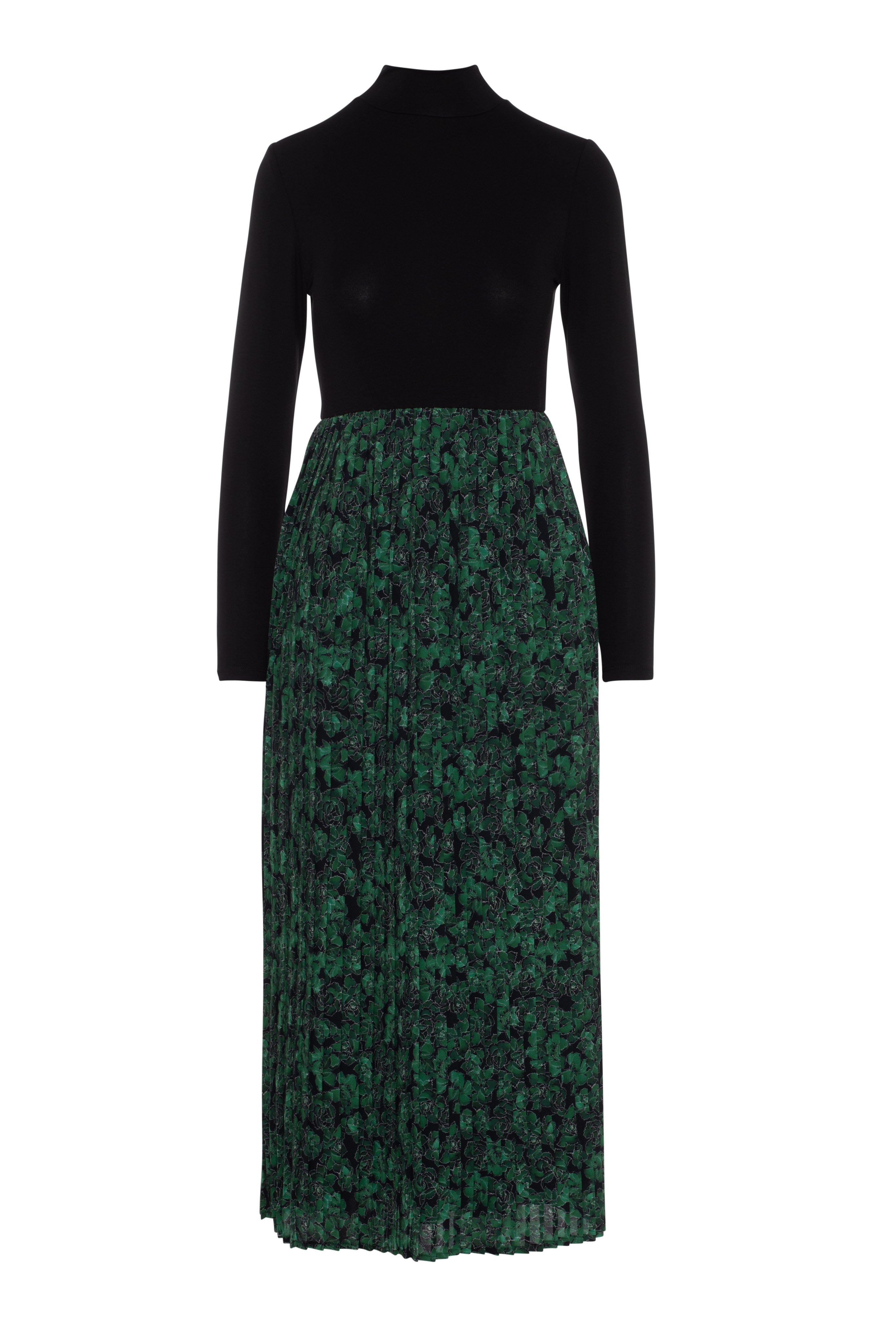 Harmony Pleated Dress in GREEN FLORAL by Noni