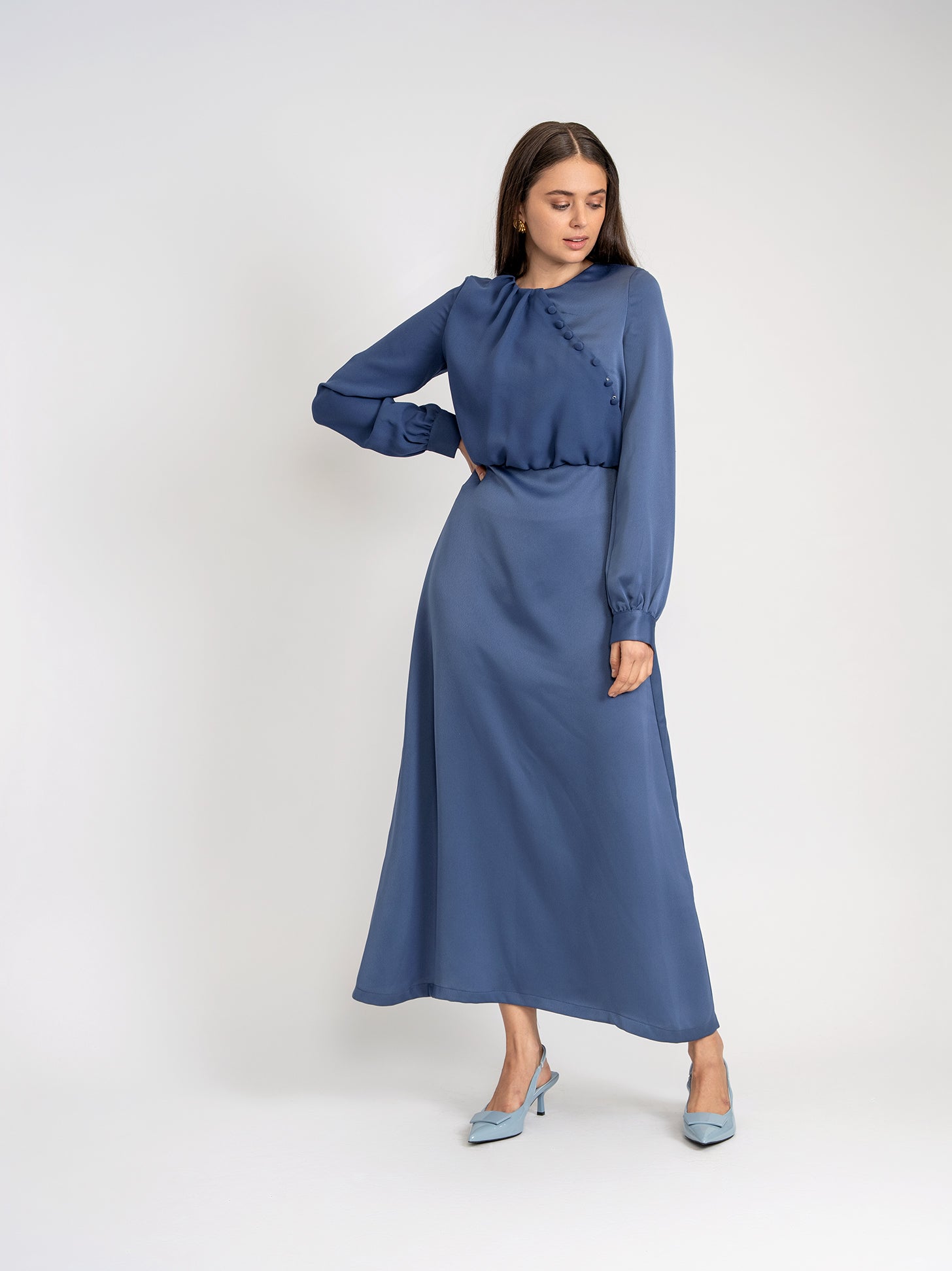 Crepe Button Dress in by Noni
