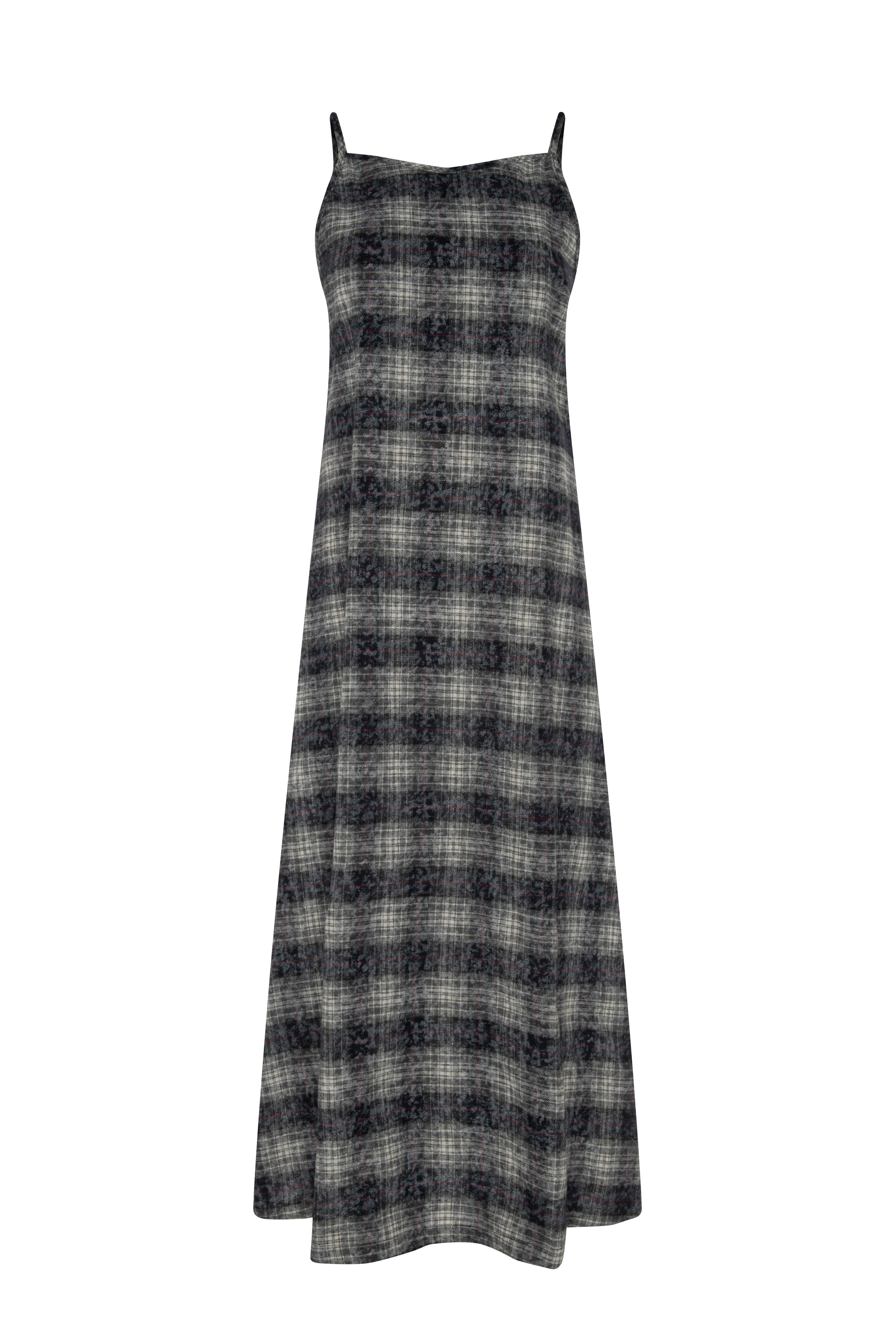 Shoulder Strap Jumper in Navy Plaid by Noni