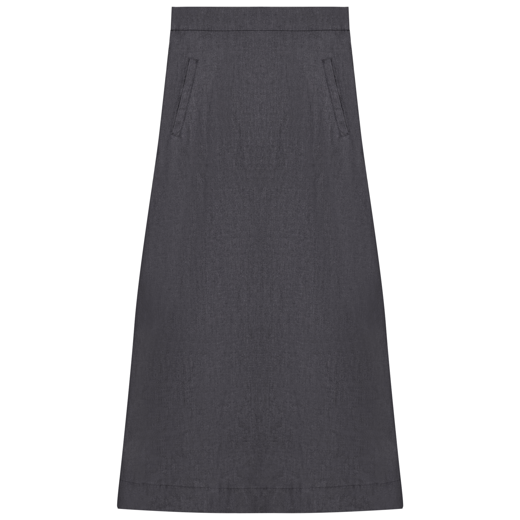 Long Denim Skirt With Pockets in Black by Red Myth