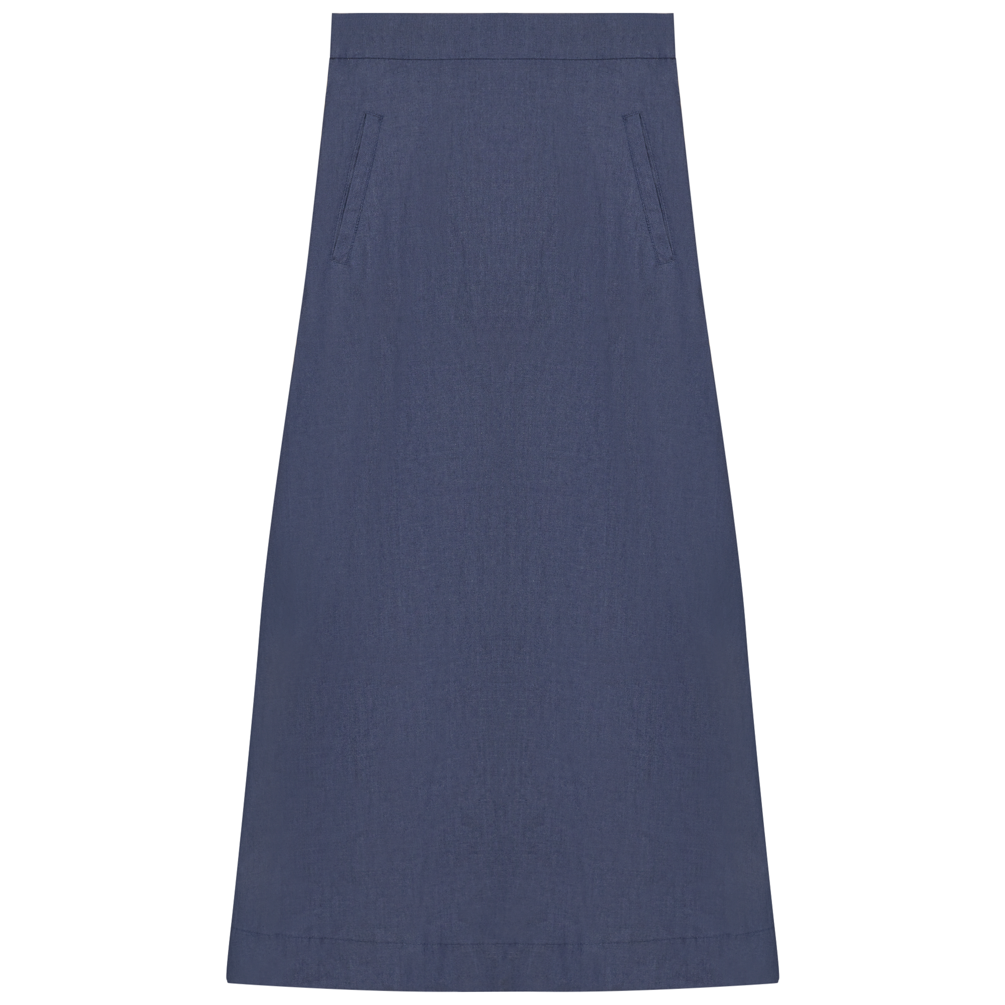 Long Denim Skirt With Pockets in Dark Blue by Red Myth