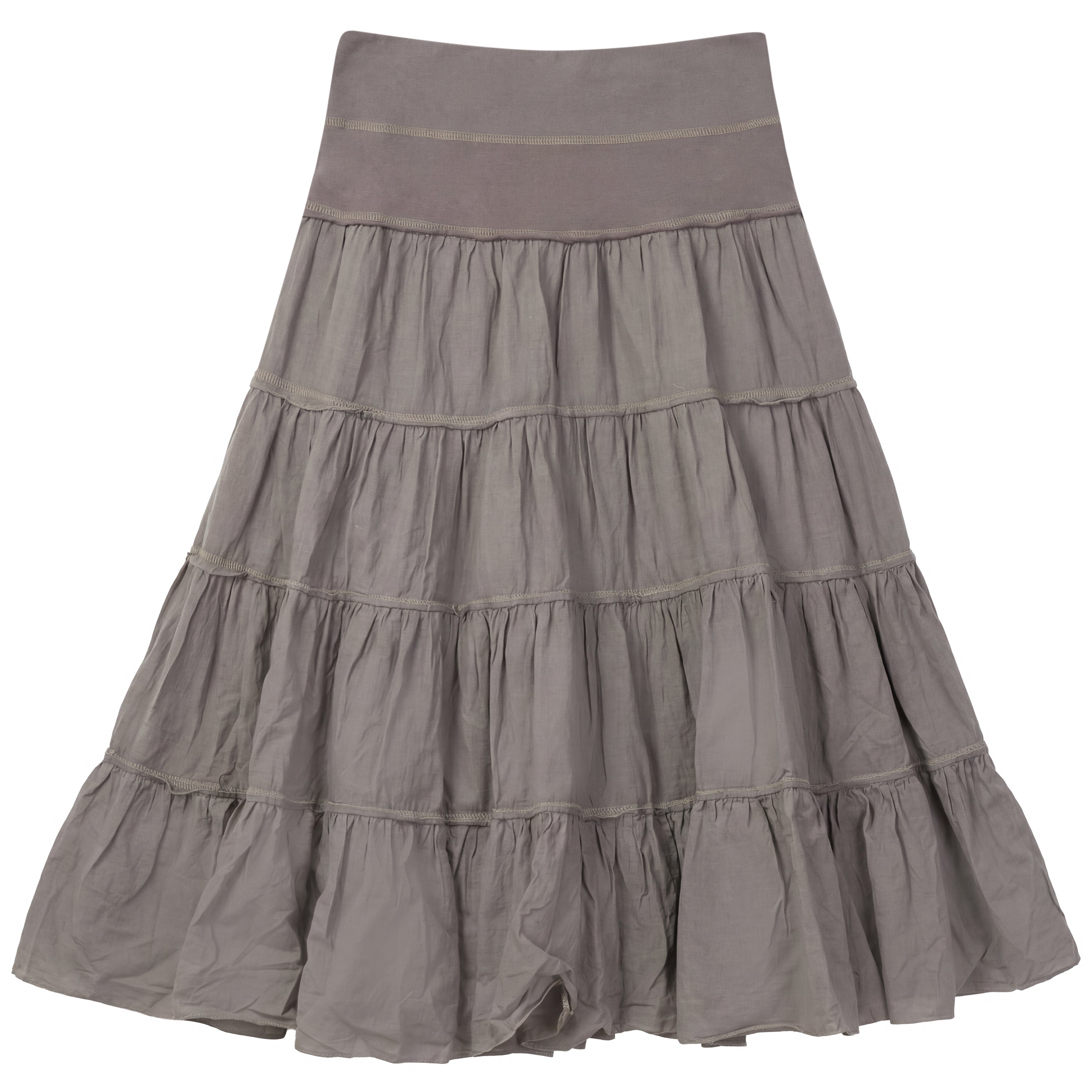 Tiered Midi Gauze Skirt in Stone by Red Myth