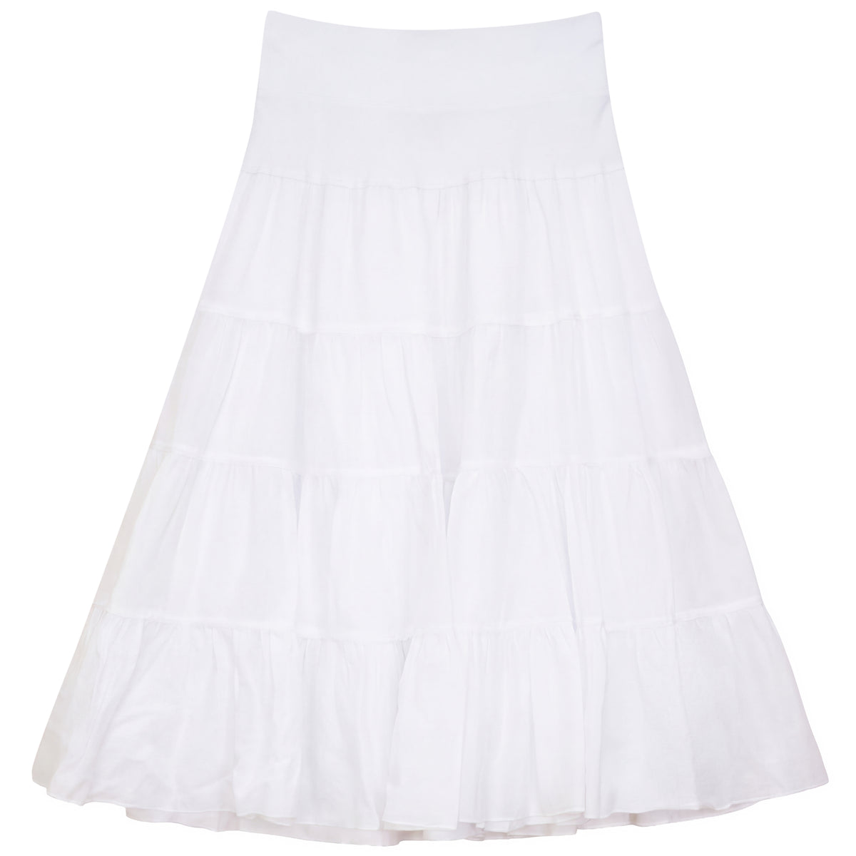 Tiered Midi Gauze Skirt in White by Red Myth