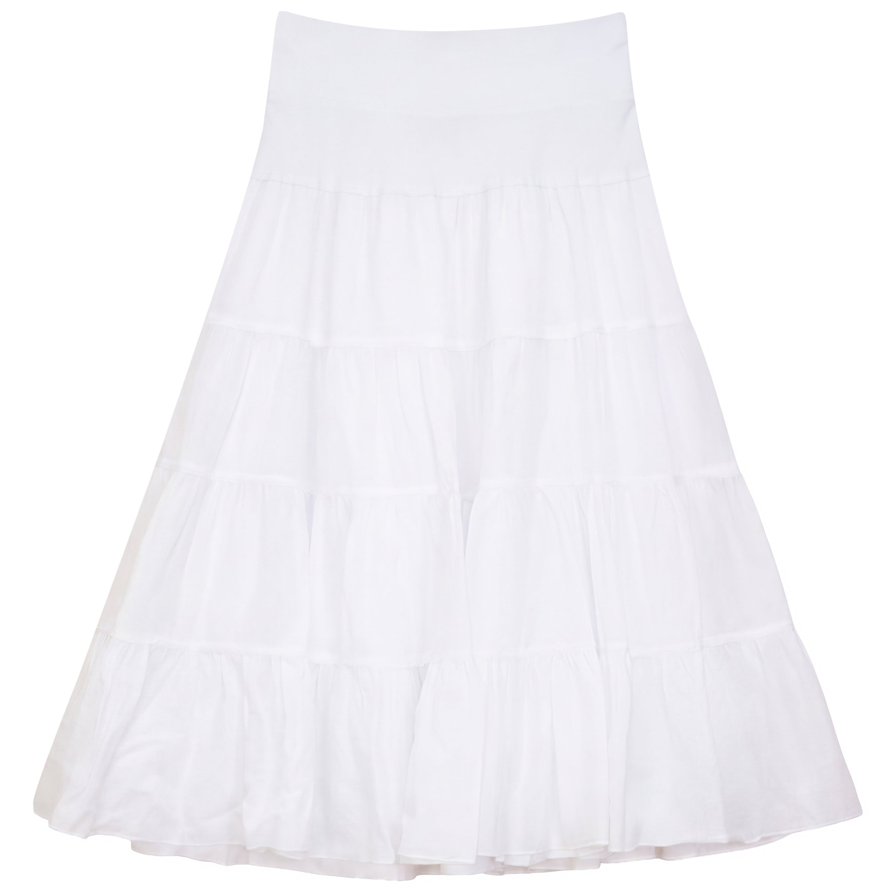 Tiered Midi Gauze Skirt in White by Red Myth