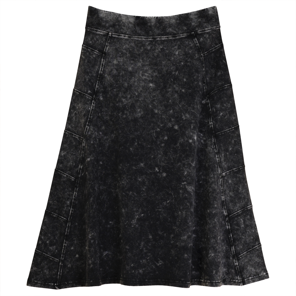 Denim Paneled Skirt in Black Wash by Red Myth