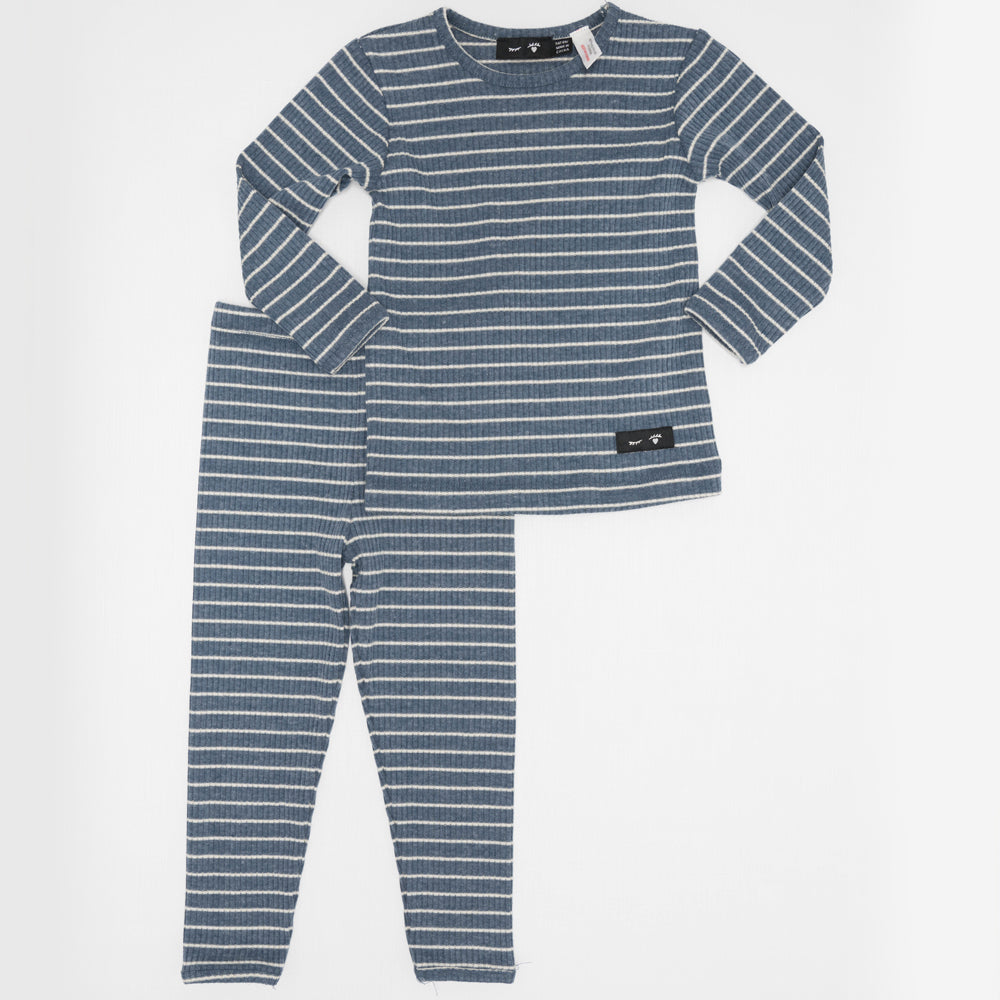 Ribbed Striped Two Piece Set in Blue by Peek a boo