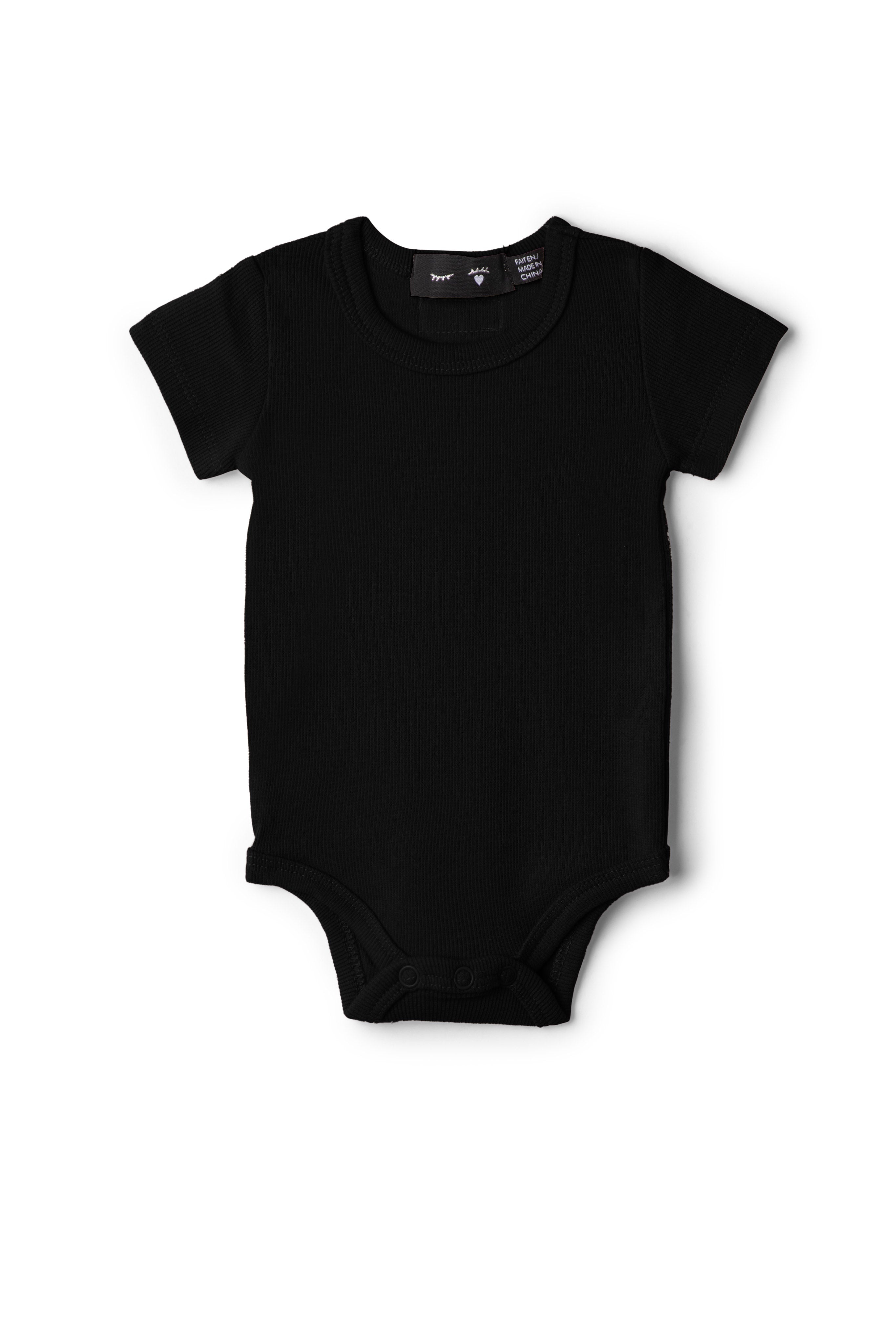 Soft Rib Baby Romper in Black by Peek a boo