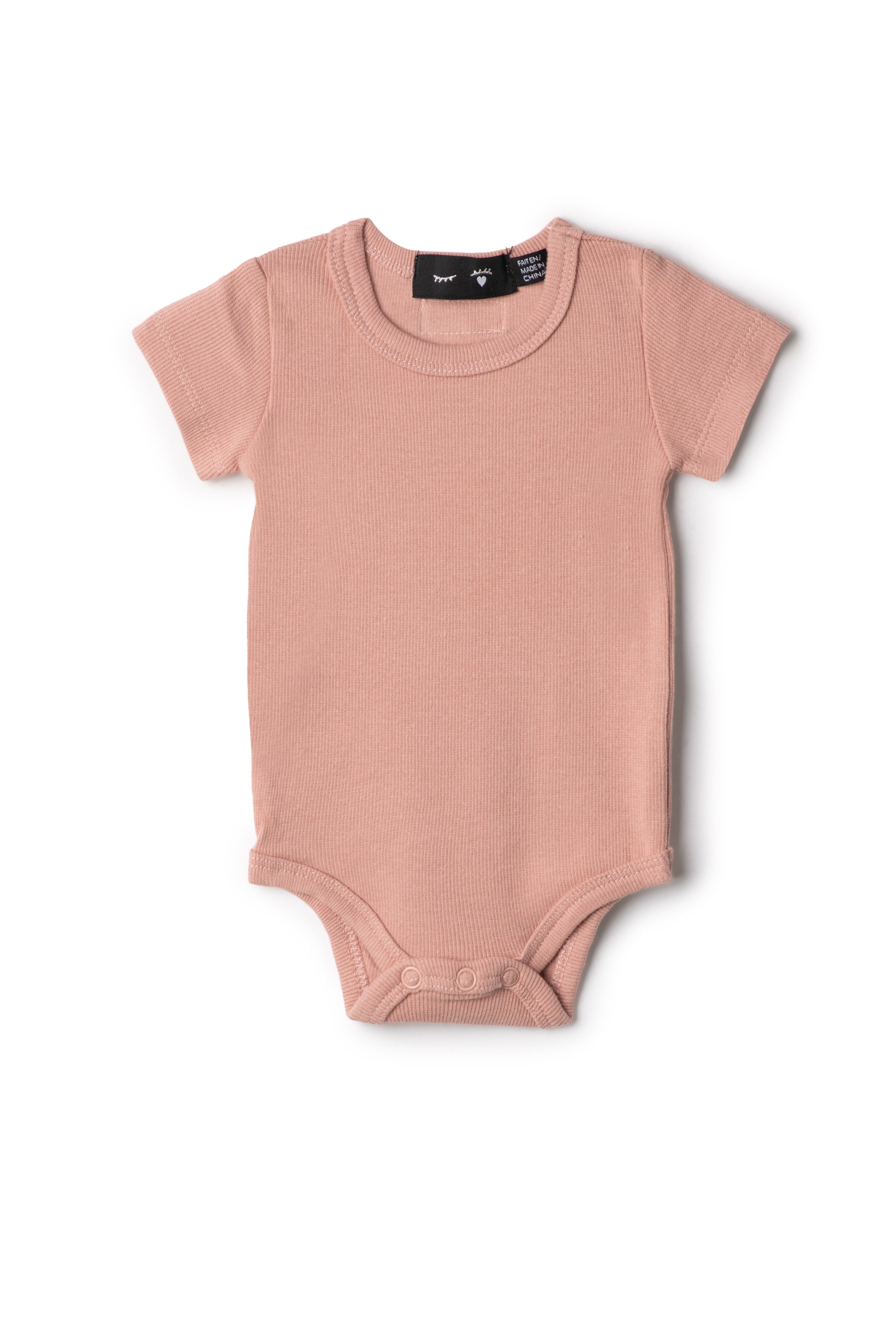Soft Rib Baby Romper in Blush by Peek a boo