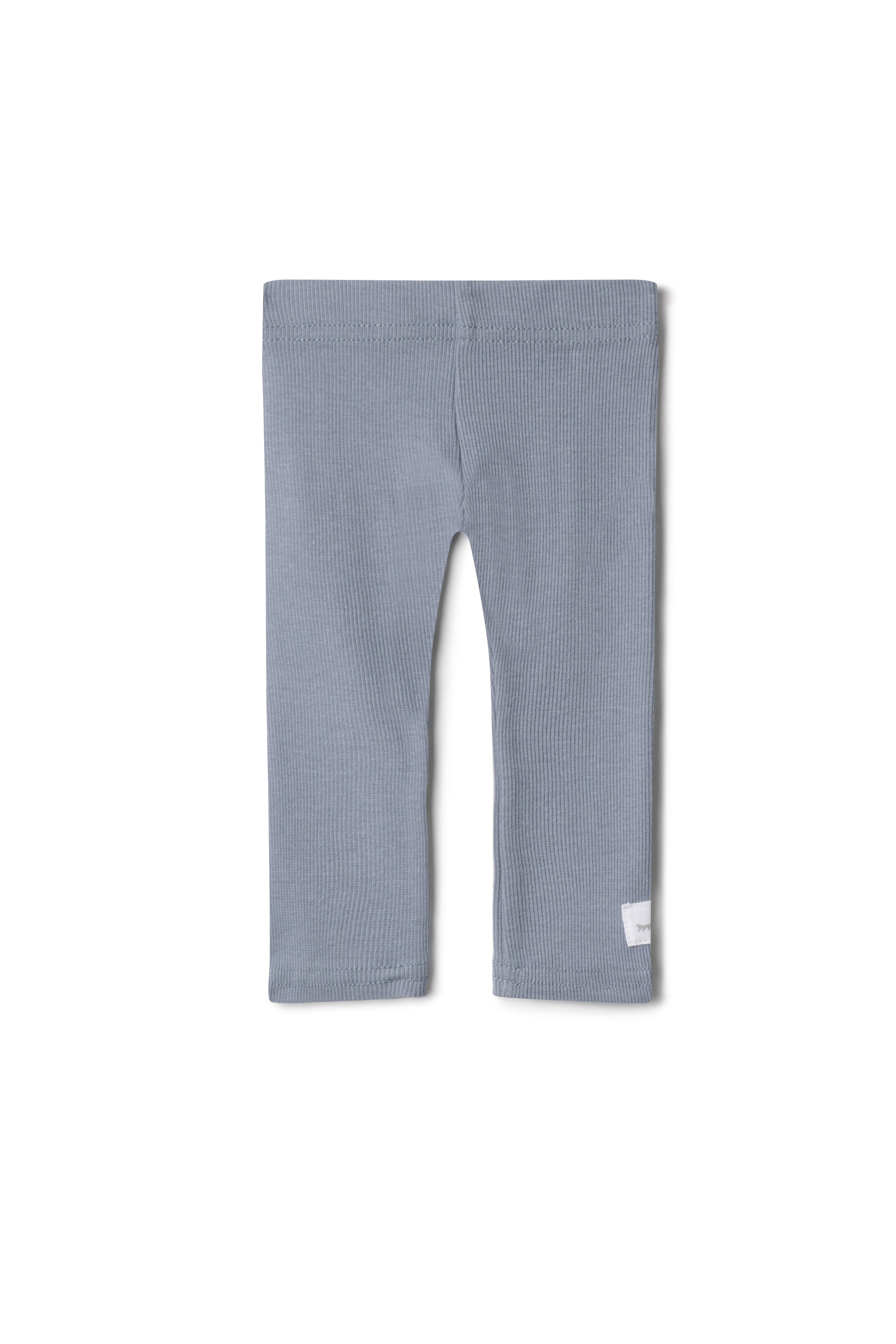 Soft Rib Leggings in Grey Blue by Peek a boo