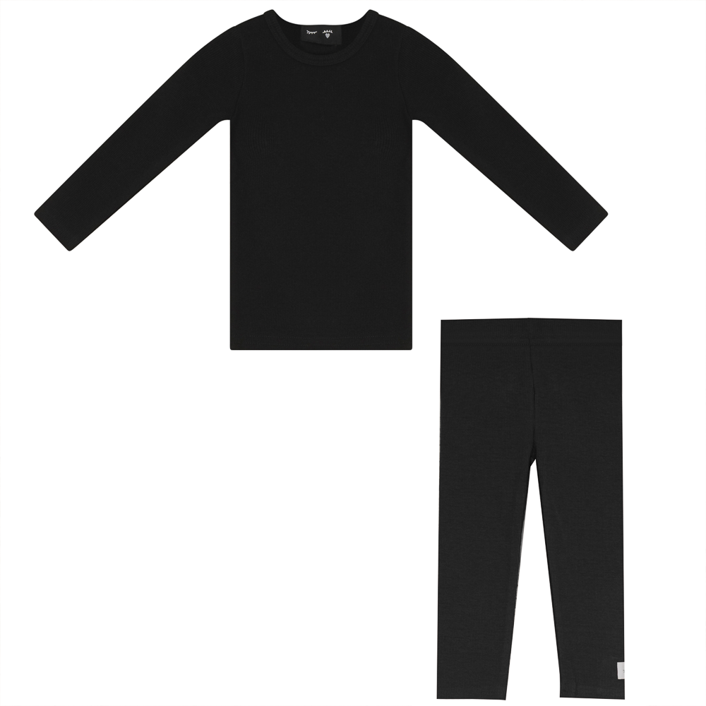 Soft Rib Long Sleeve 2pc in Black by Peek a boo