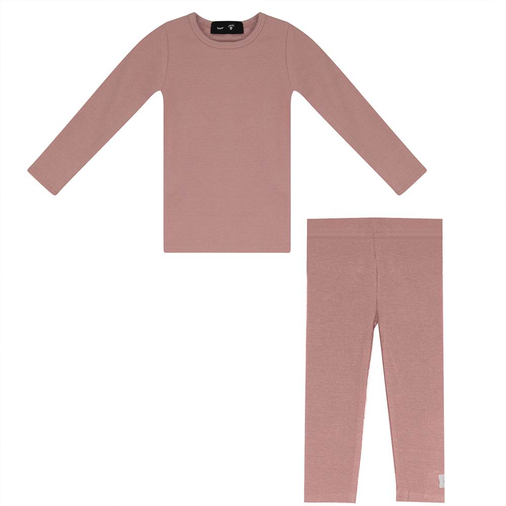 Soft Rib Long Sleeve 2pc in Blush by Peek a boo