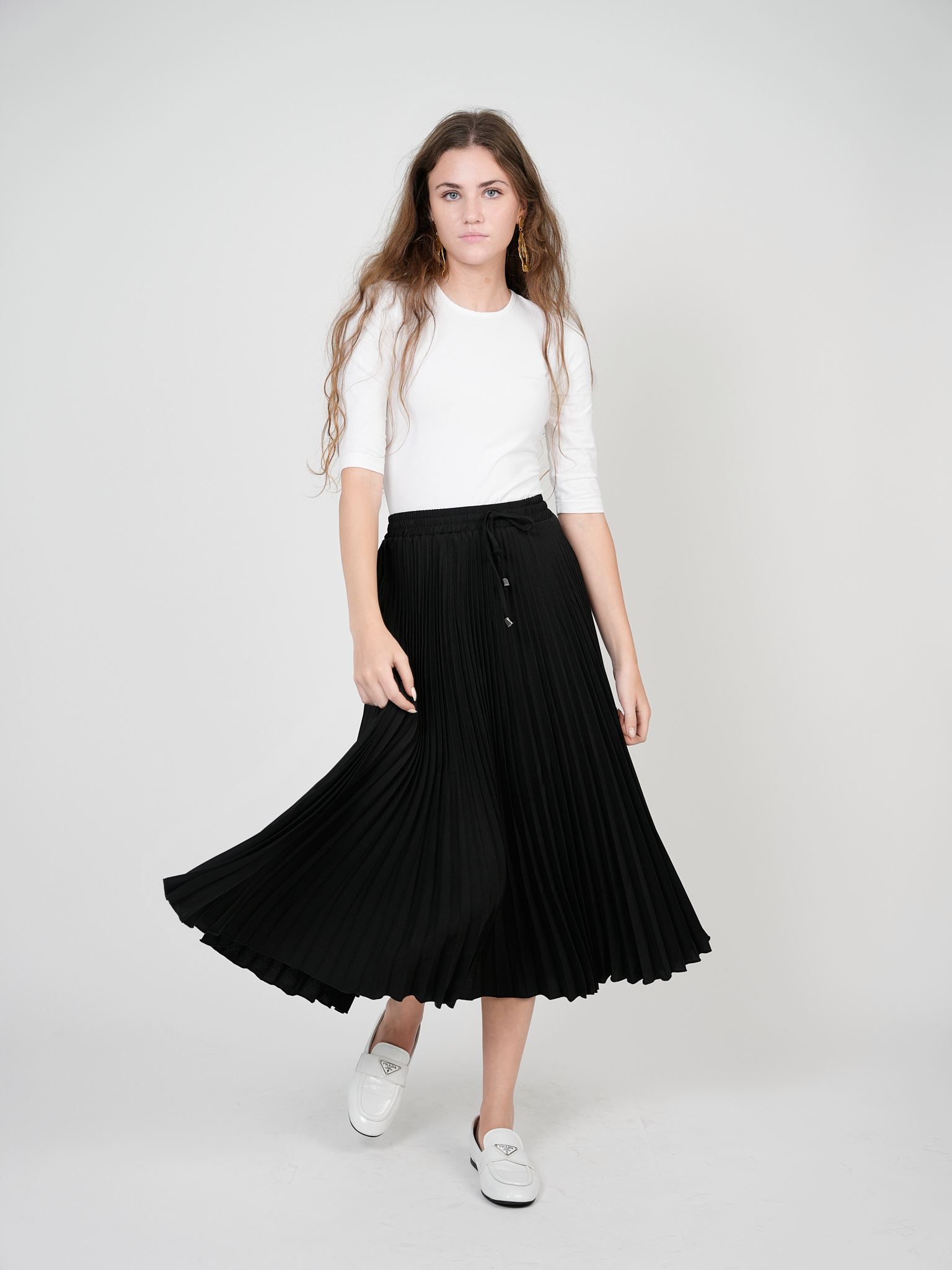 Accordian Pleated Crape Skirt in by Viva K