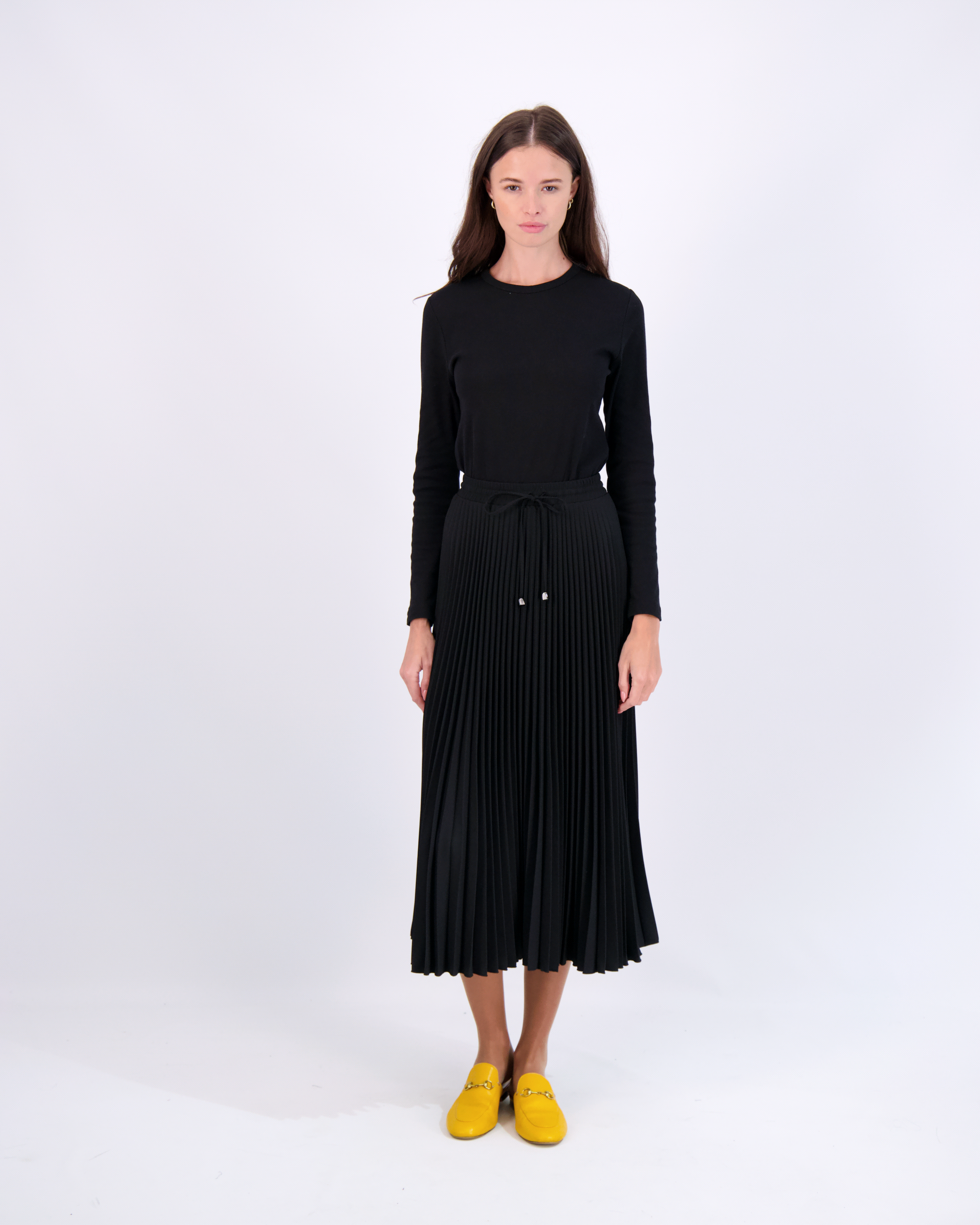 Accordian Pleated Crape Skirt in by Viva K