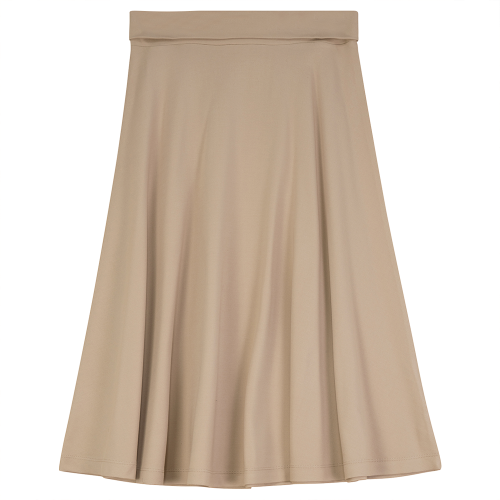 Ponte Flare Skirt in Light Sesame by Ginger