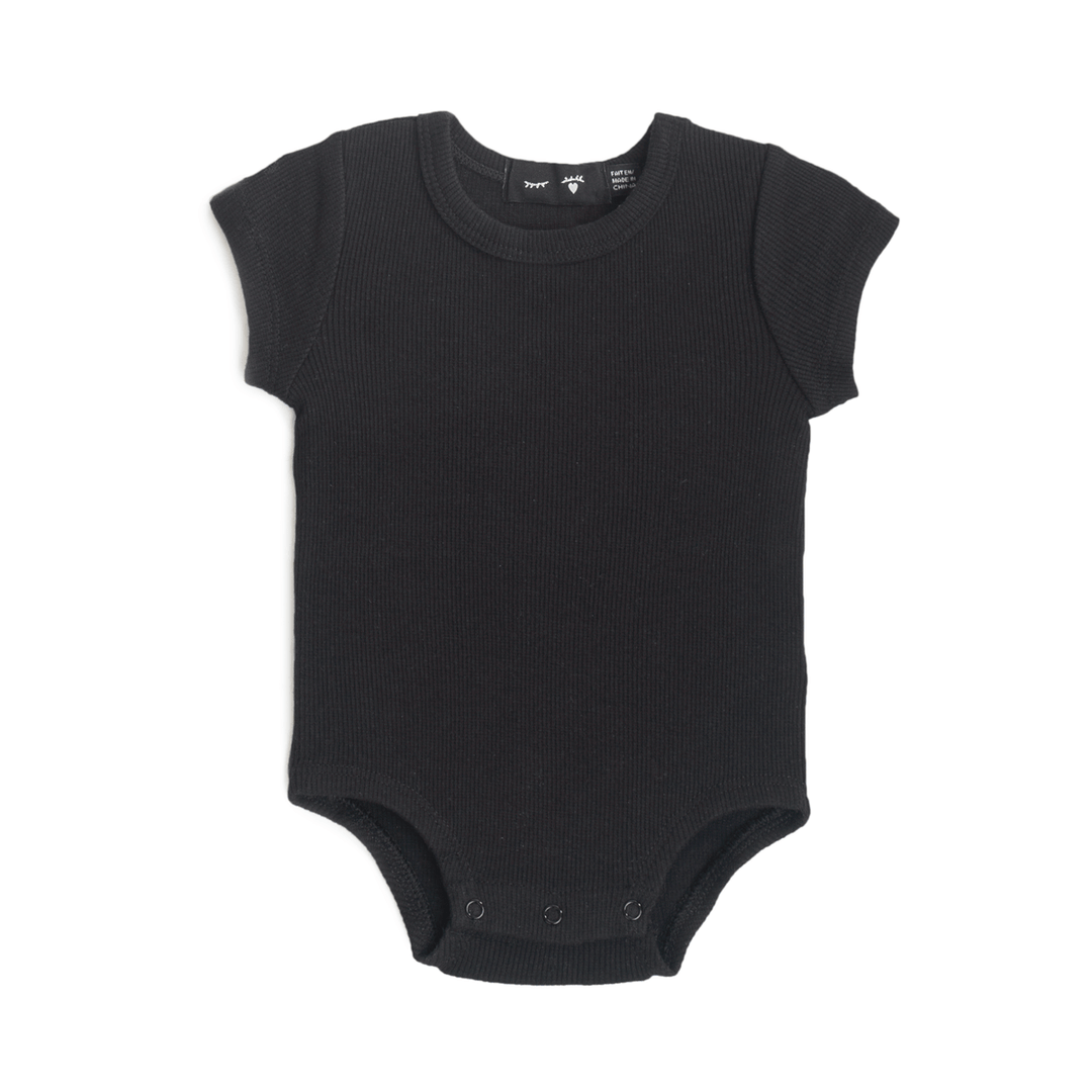 Rib Onesie Black Baby Romper by {{ product_vemdor}}