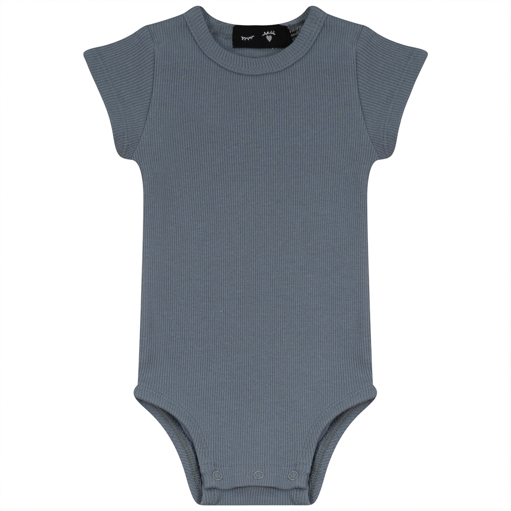 Rib Onesie in Light Blue by Peek a boo