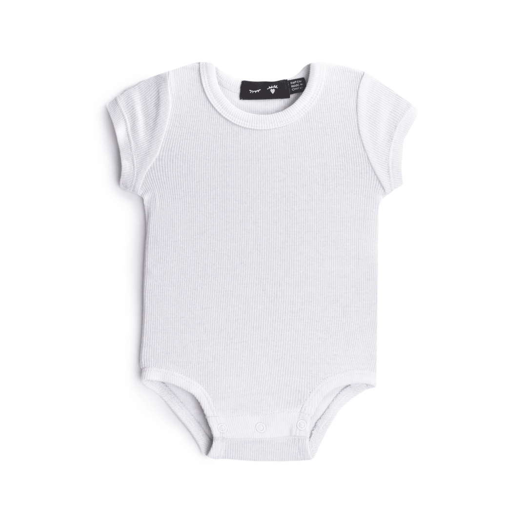 Rib Onesie White Baby Romper by {{ product_vemdor}}