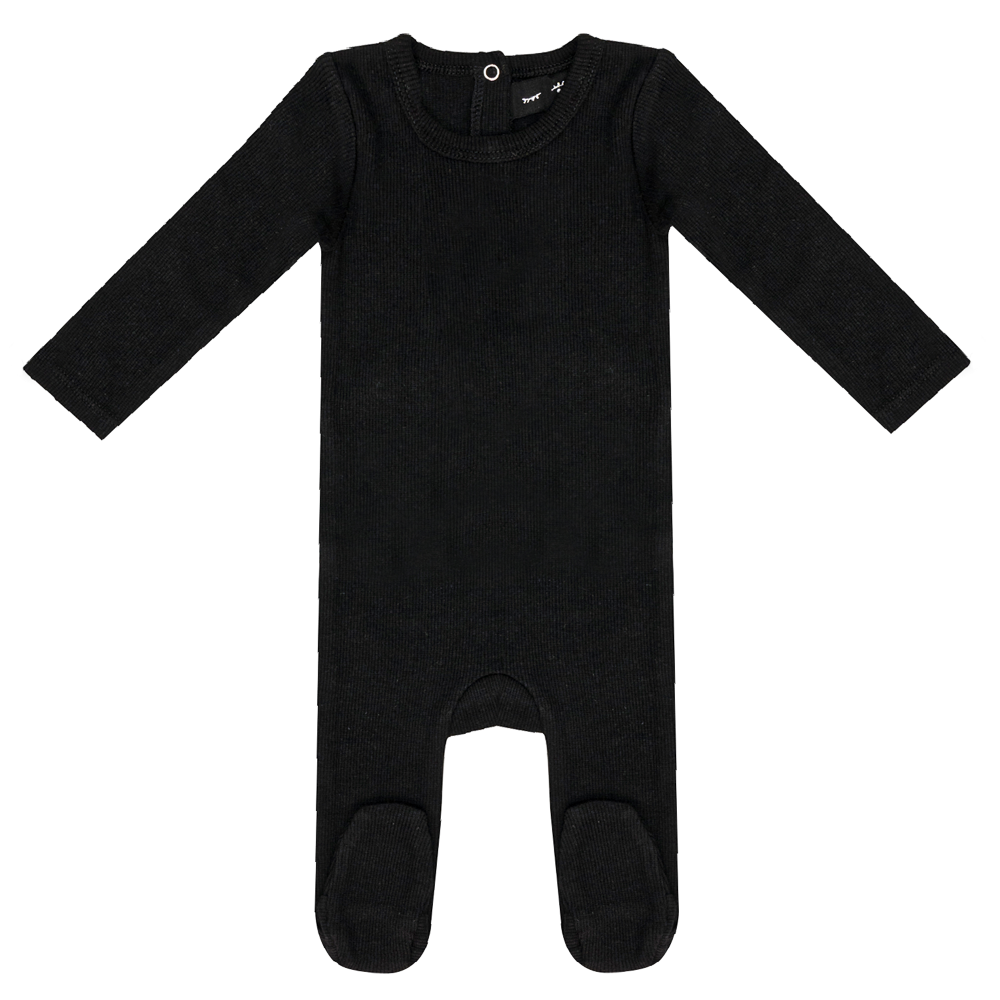 Rib Onesie Black Baby Romper by {{ product_vemdor}}