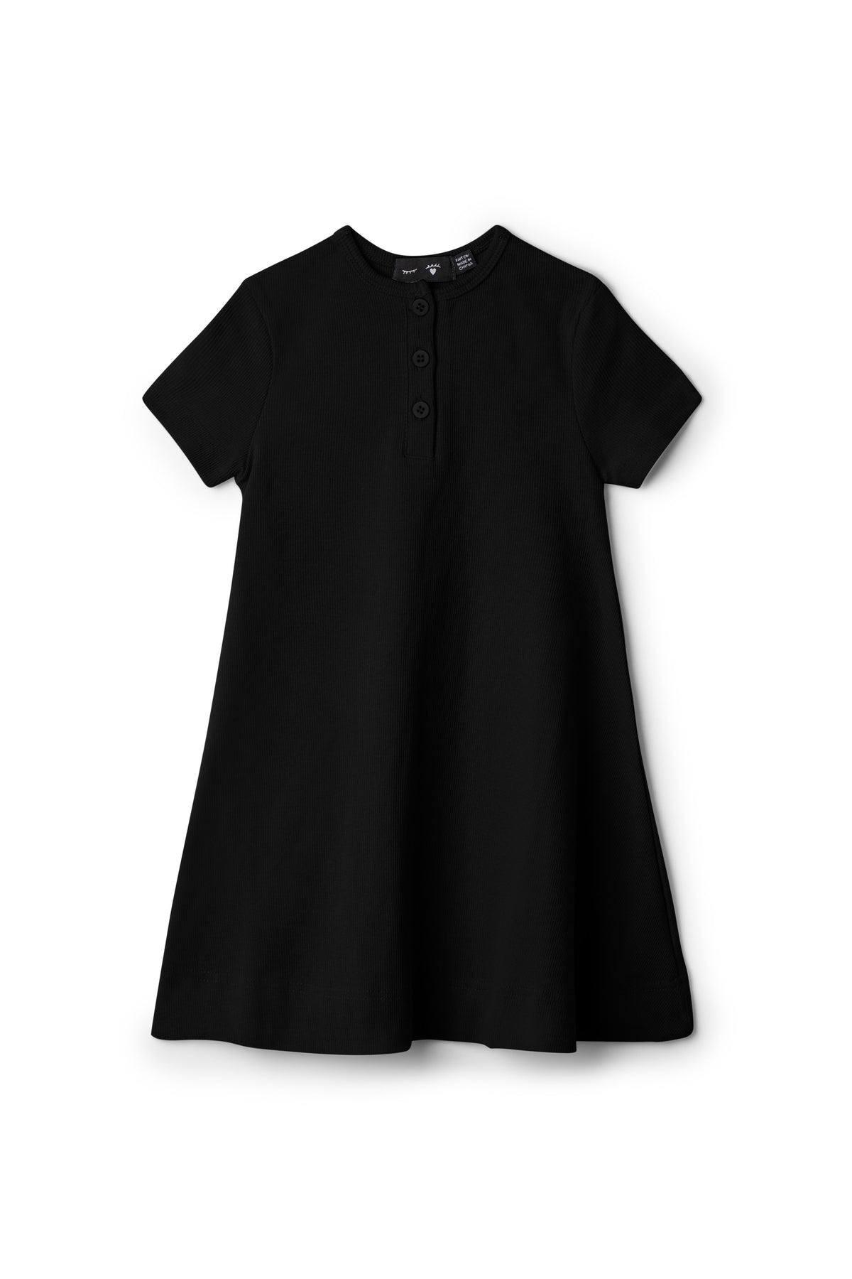 A Line Henley Dress in Black by Peek a boo