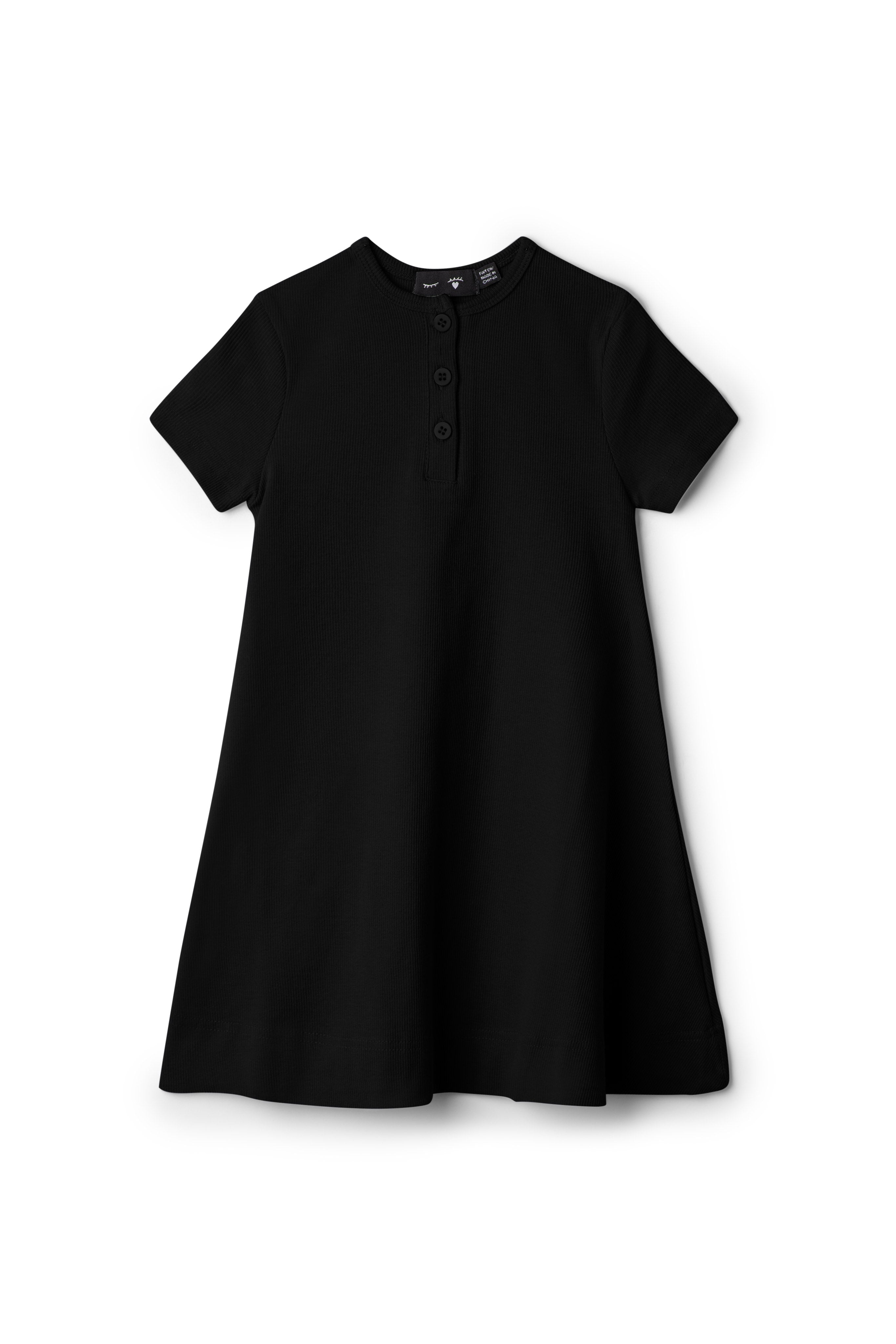A Line Henley Dress in Black by Peek a boo
