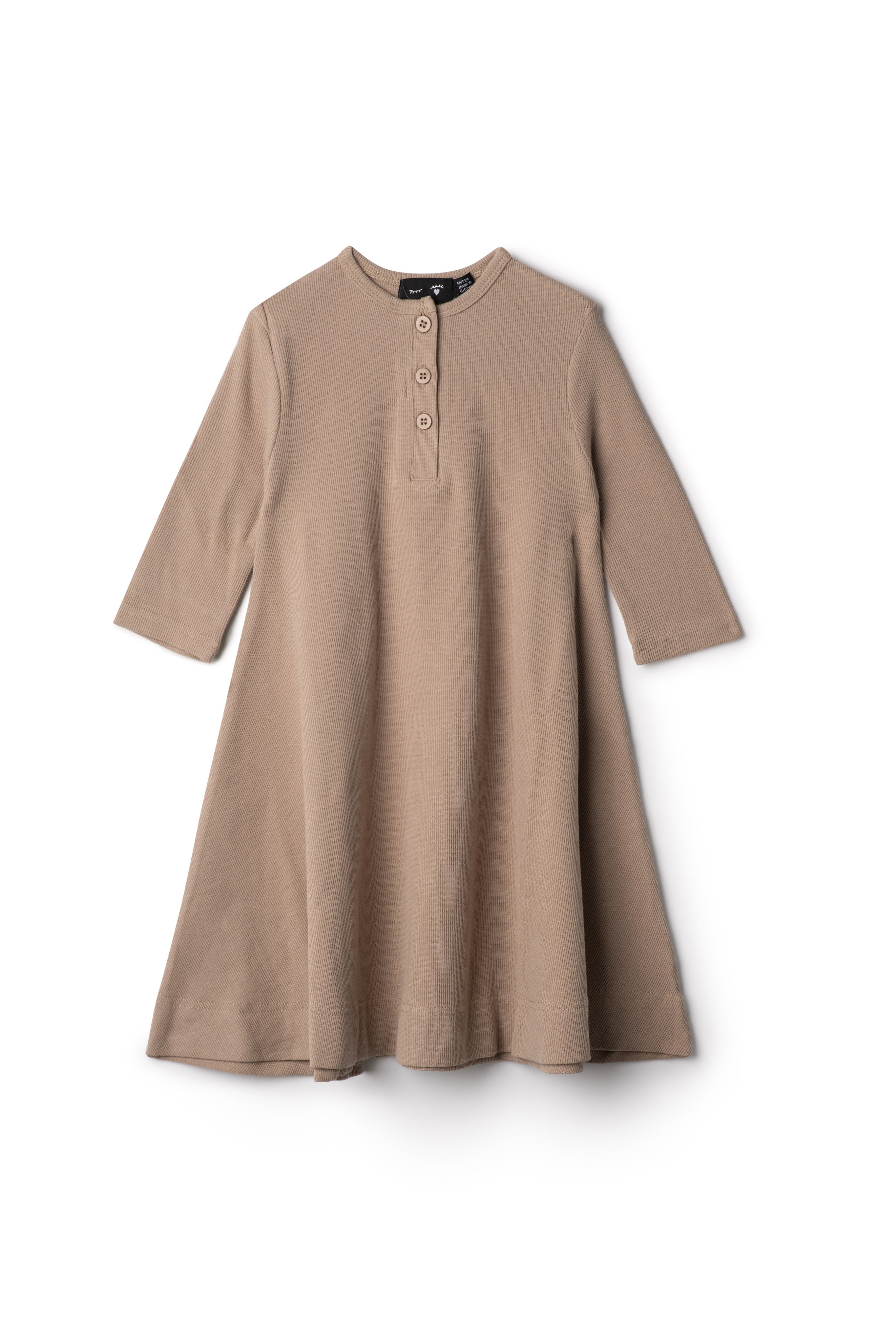 A Line Henley Dress in Sand by Peek a boo
