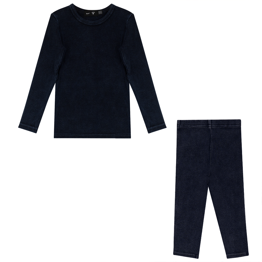 Wash Denim 2 PC Set in Dark Denim Wash by Peek a boo