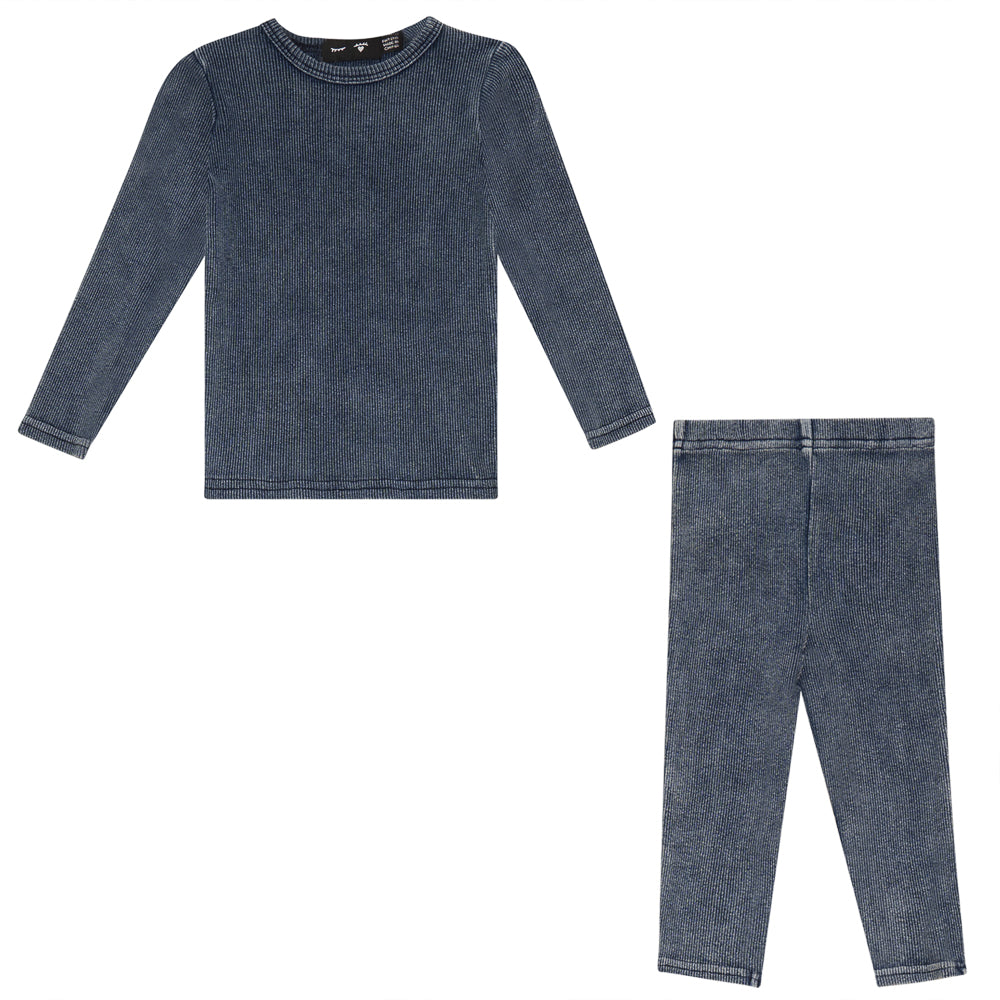 Wash Denim 2 PC Set in Light Denim Wash by Peek a boo