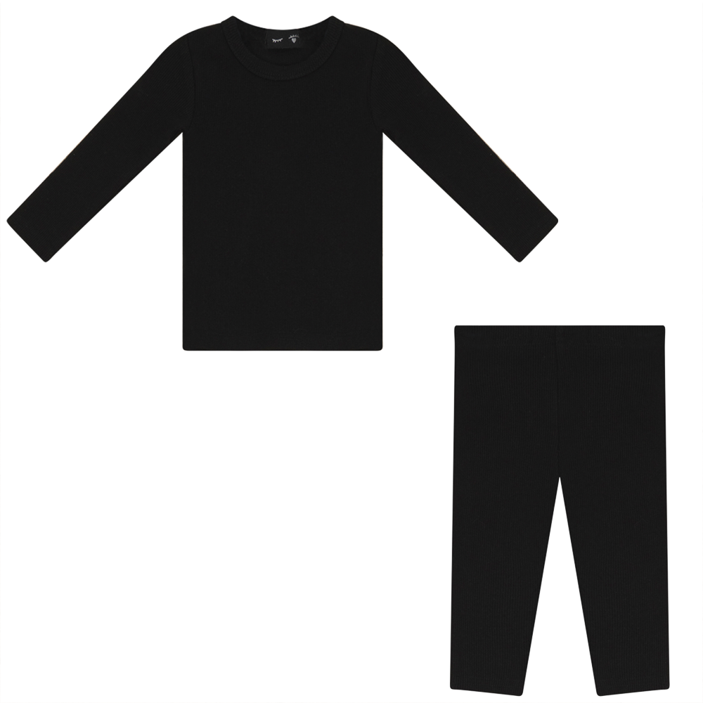 Rib 2 PC Set in Black 9 Months by Peek a boo