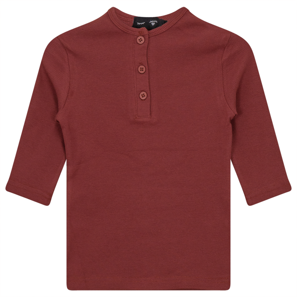 Rib Henley T-Shirt in Terracotta by Peek a boo