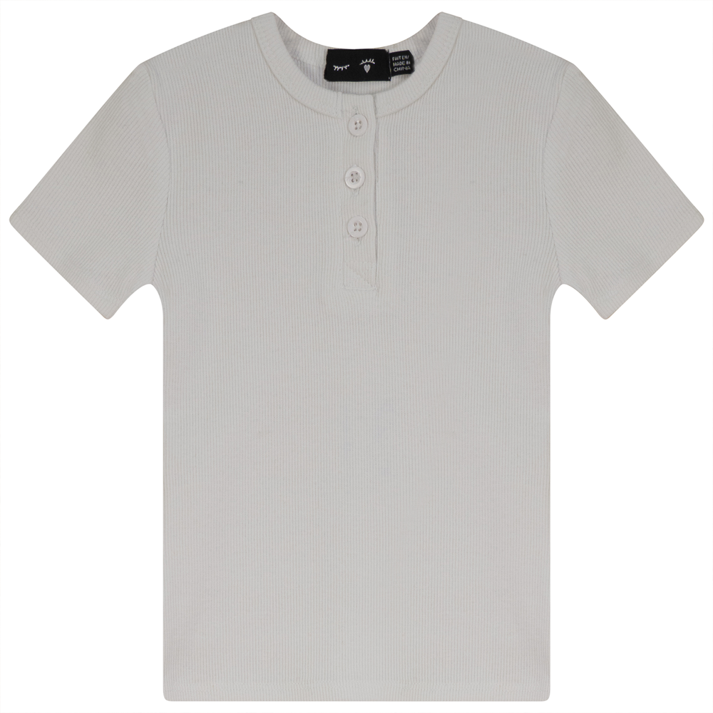Rib Henley T-Shirt in White by Peek a boo