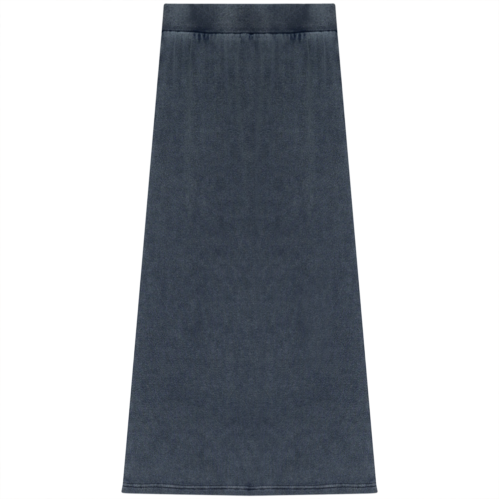 Soft Denim Wash Long Straight Skirt in Light Denim Wash by Peek a boo