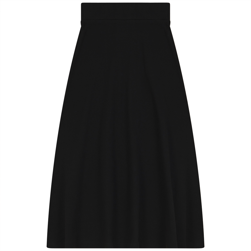 Soft Rib Long Flare Skirt Black Girls Skirt by {{ product_vemdor}}