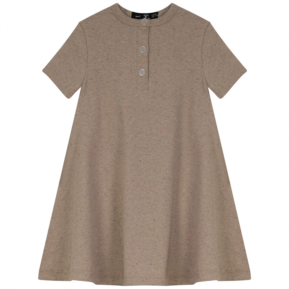 Speckled Rib Girl's Henly Dress in Beige Mix by Peek a boo