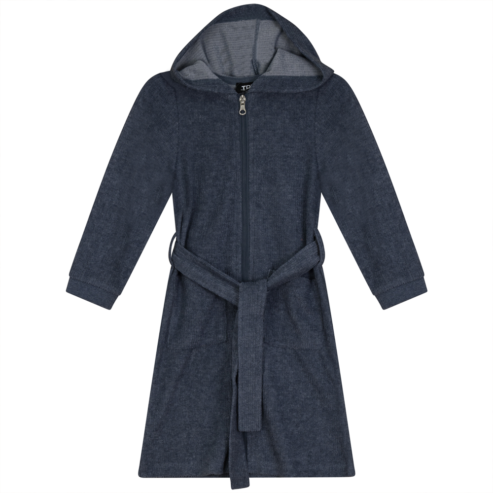 Washed Rib Terry Robe in Dark Denim Wash by Try